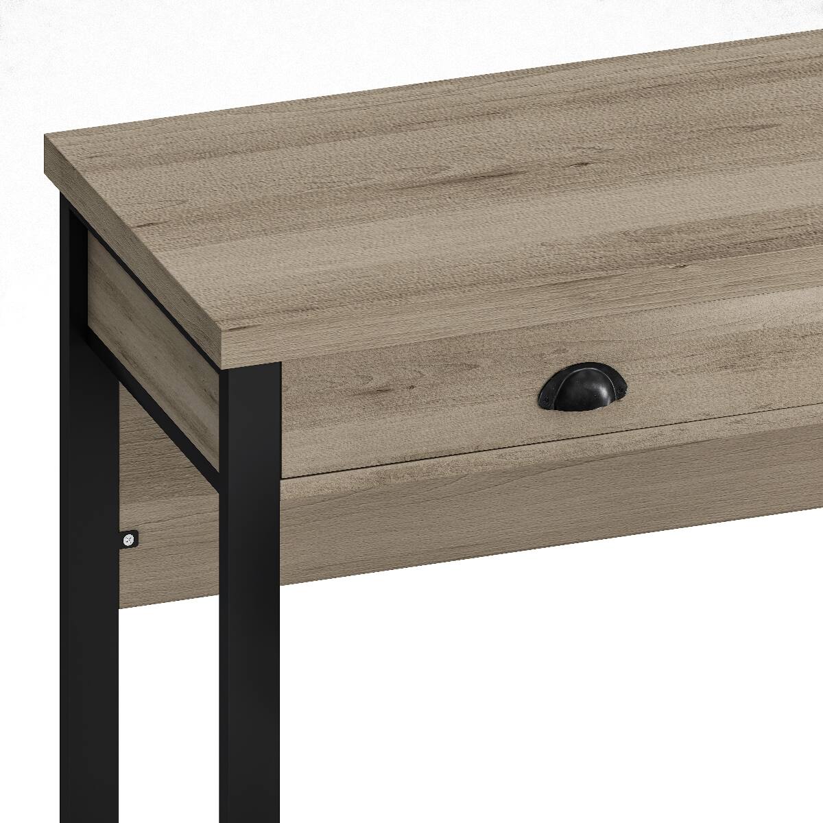 Alt View 6. Loheer - Loheer Dining Table Set With Three Stools and Tabletop Power Outlets, Brown Gray and Black - Brown Gray Table and Black Stool.