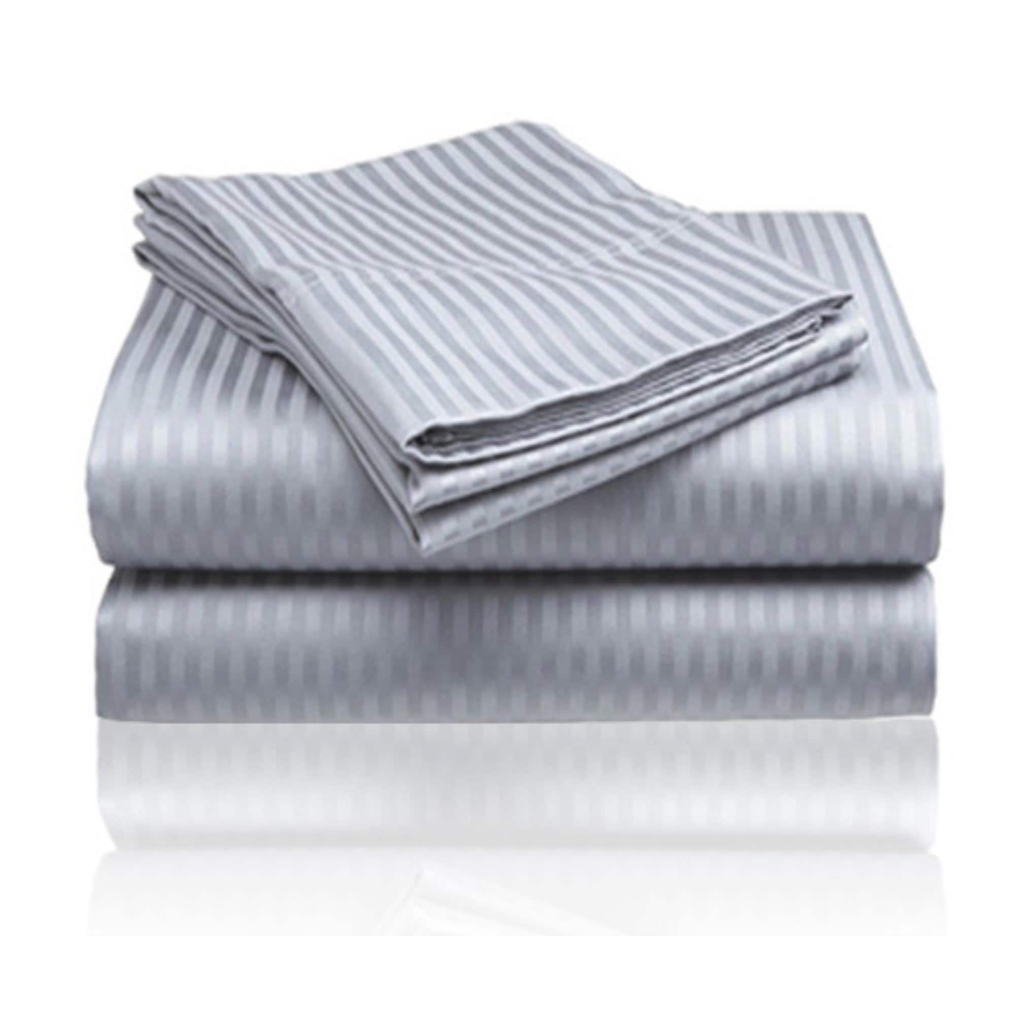 Plazatex - Embossed 1800 Series Wrinkle Resistant Ultra Soft Stripe Premium All Season Bed Sheet Set, King - Gray