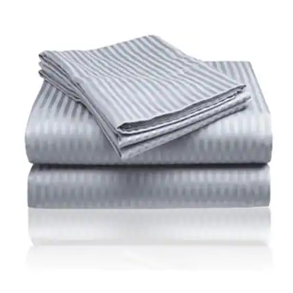 Front. Plazatex - Embossed 1800 Series Wrinkle Resistant Ultra Soft Stripe Premium All Season Bed Sheet Set, King, Gray - Gray.