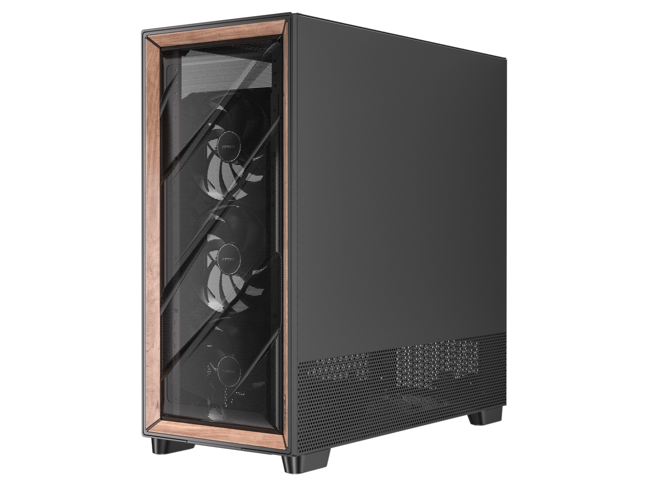 Alt View 5. Antec - FLUX Pro, 6 x PWM Fans Included, High-Airflow Front Panel With Walnut Wood, Temp. Display, Full-Tower E-ATX PC Case - Walnut.