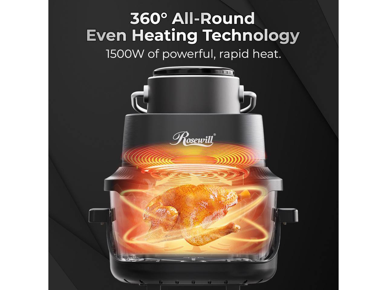 360° All-Round Even Heating Technology  
1500W of powerful, rapid heat.  
Rosewill