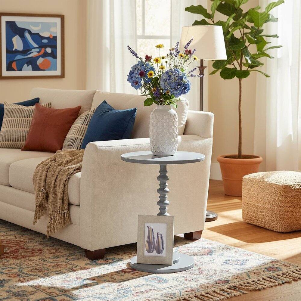 Back. FurniFact - Spindle Coffee Table, Gray - Gray.