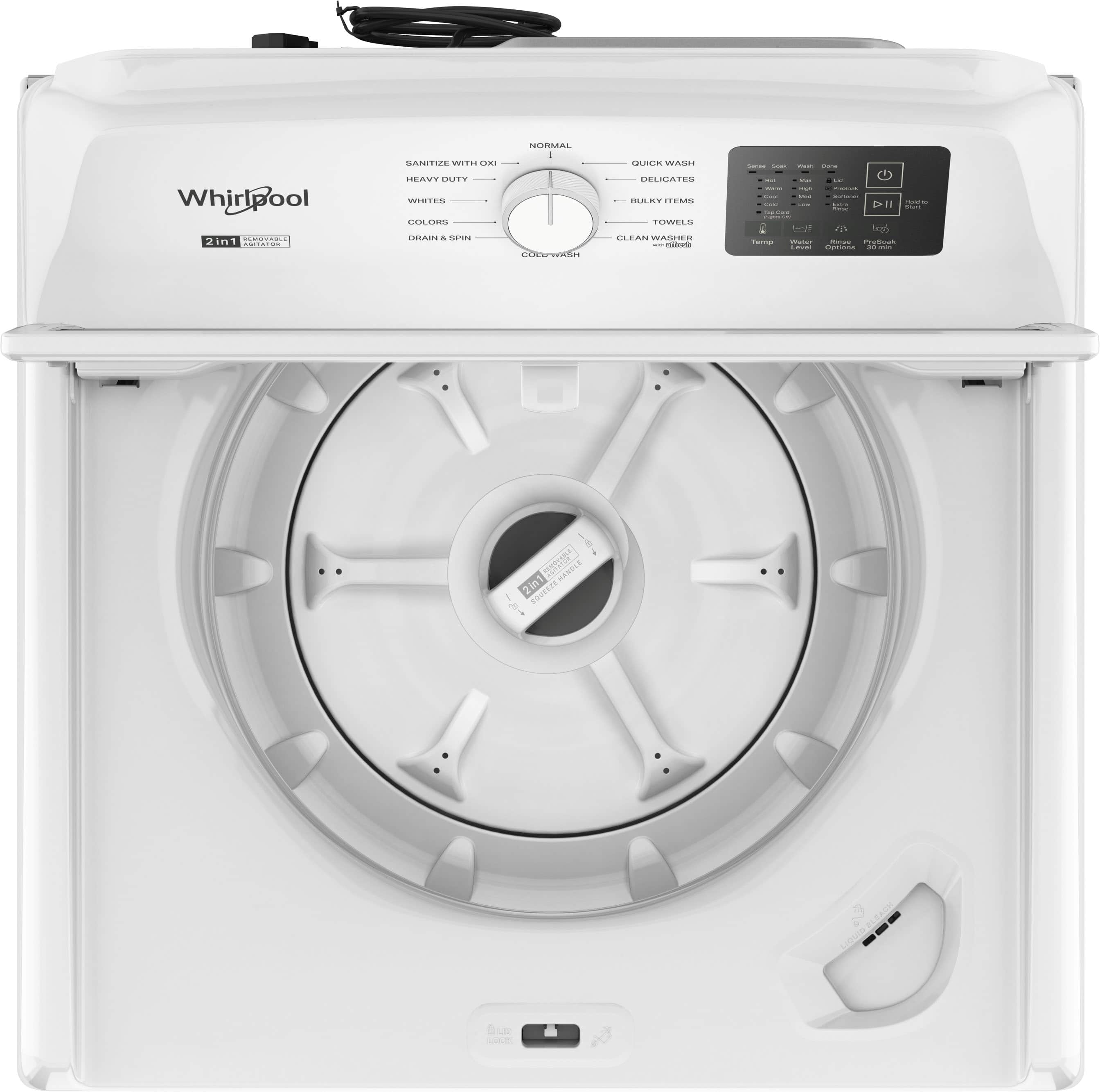 Whirlpool
2in1 Washer/Dryer
SANITIZE WITH OXI
HEAVY DUTY
WHITES
COLORS
DRAIN & SPIN
NORMAL
QUICK WASH
DELICATES
BULKY ITEMS
TOWELS
CLEAN WASHER
Sensor
Bulky
Power
Start/Pause
Temp
Wash
Rinse
Spin
Custom
Delay Start
120 min
2019
© 2019 Whirlpool Corporation