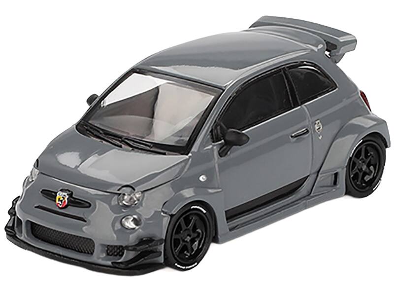 Alt View 1. True Scale Miniatures - ABARTH 595 #49 "LB-Works x Abas Works" Gray Limited Edition 1/64 Diecast Model Car by Mini GT.