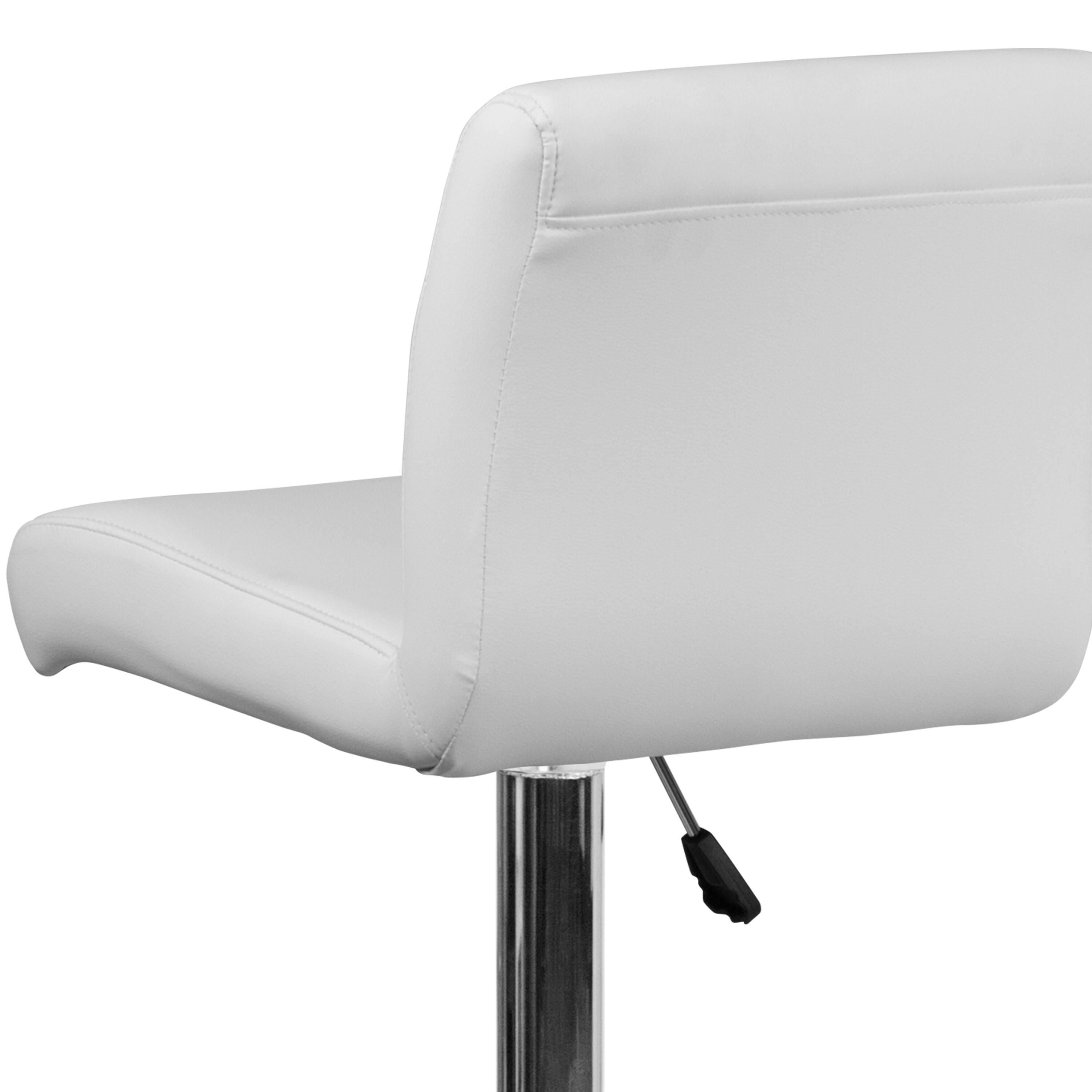Alt View 9. Emma + Oliver - Swivel Rolled Seat Adjustable Height Barstool with Chrome Base - White.