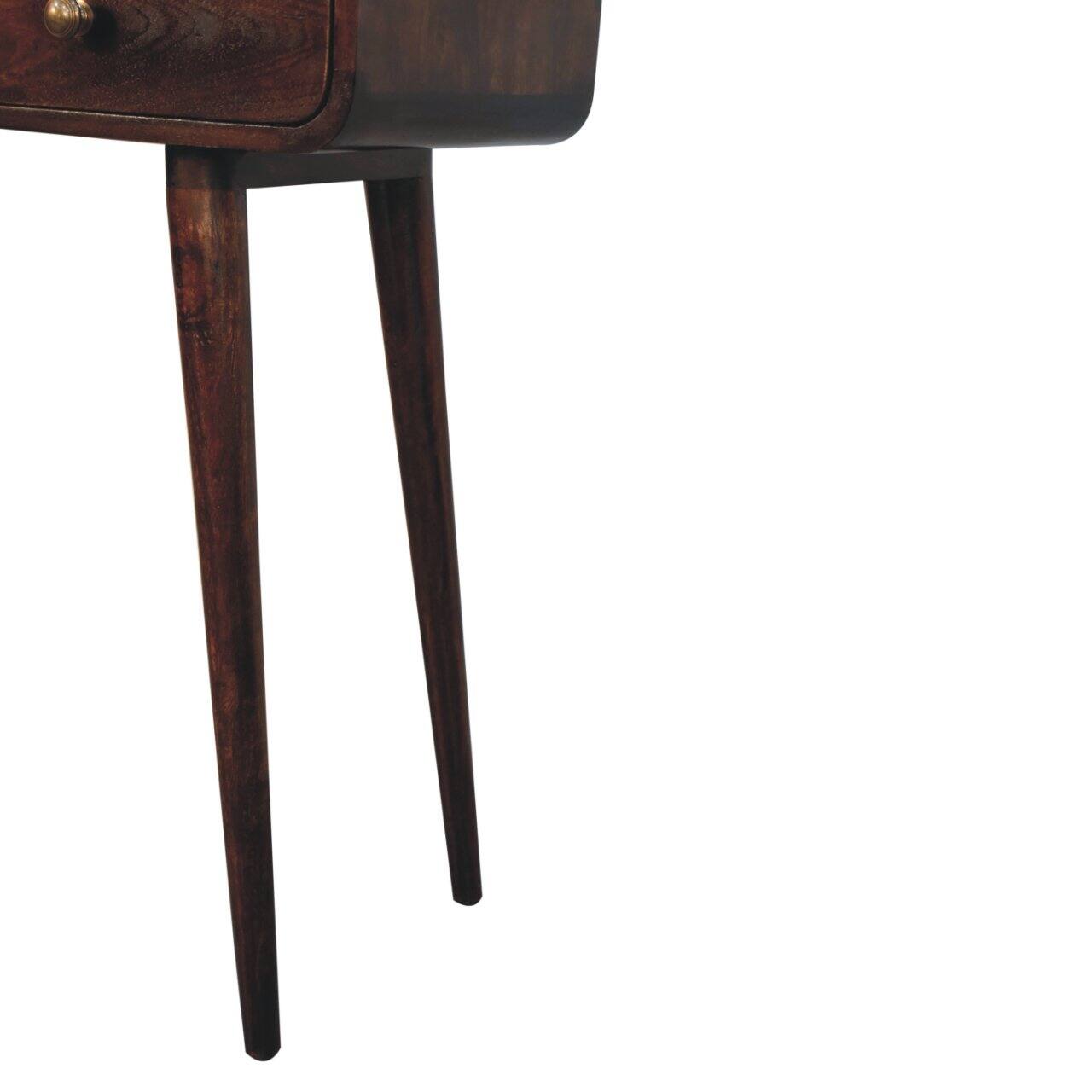 Alt View 3. Artisan Furniture - Artisan Furniture Solid Wood California Walnut Curved Hallway Table, 2 Drawer, Brown - Brown.