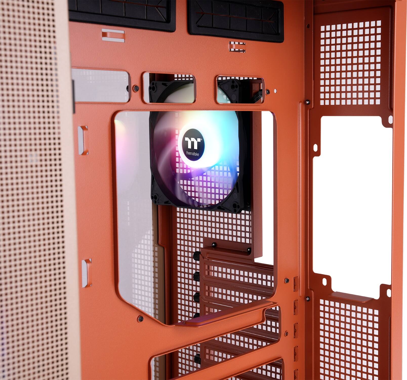 Alt View 8. Thermaltake - View 380 XL TG ARGB Dual-Chamber Chassis with Hidden-Connector Motherboard Support ATX Mid Tower PC Case - Gravel Sand.