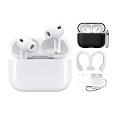 Front. Apple - Apple AirPods Pro (3rd generation) Black Bundle With Accessories.
