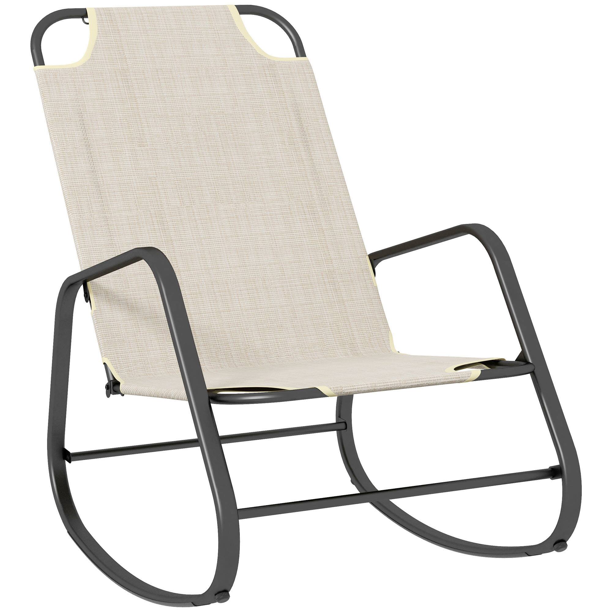 Front. Outsunny - Garden Rocking Chair, Outdoor Indoor Sling Fabric Rocker for Patio, Balcony, Porch, Light Brown - Brown.