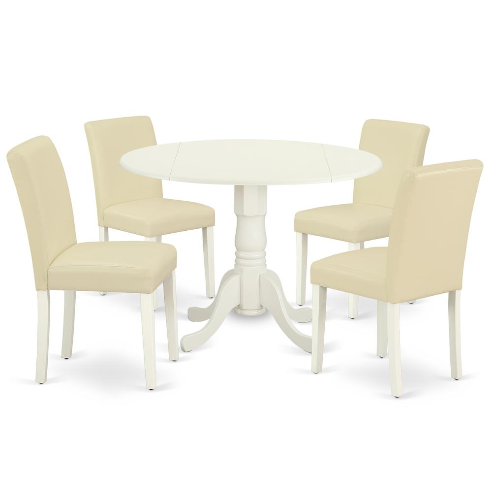 Back. East West Furniture - Dining Room Set Linen White - Brown.