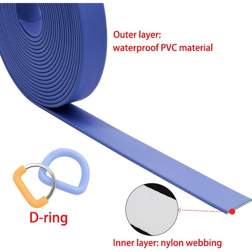 Outer layer: waterproof PVC material  
Inner layer: nylon webbing  
D-ring