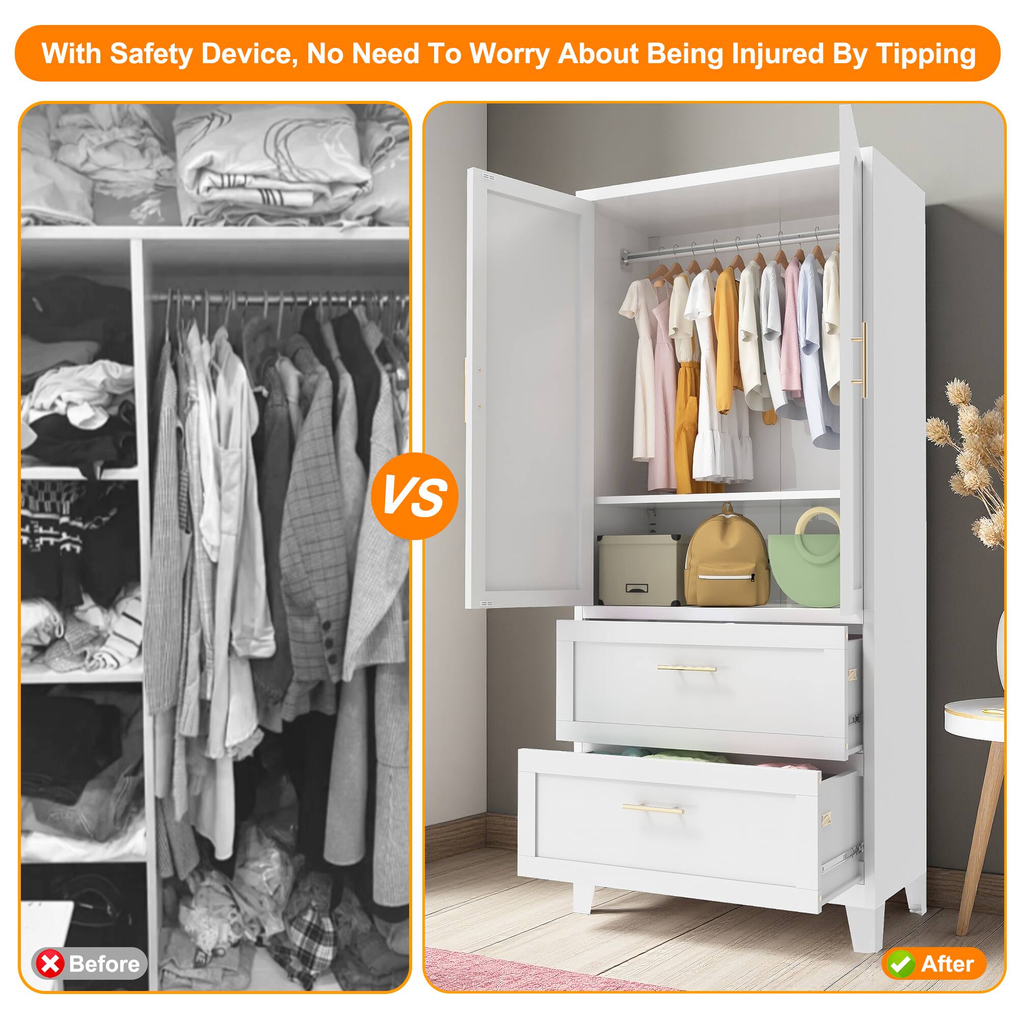 With Safety Device, No Need To Worry About Being Injured By Tipping

Before

After