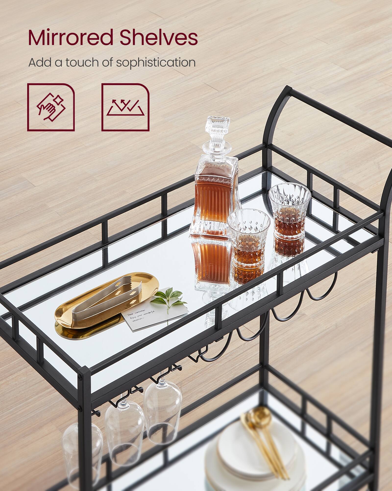 Mirrored Shelves  
Add a touch of sophistication