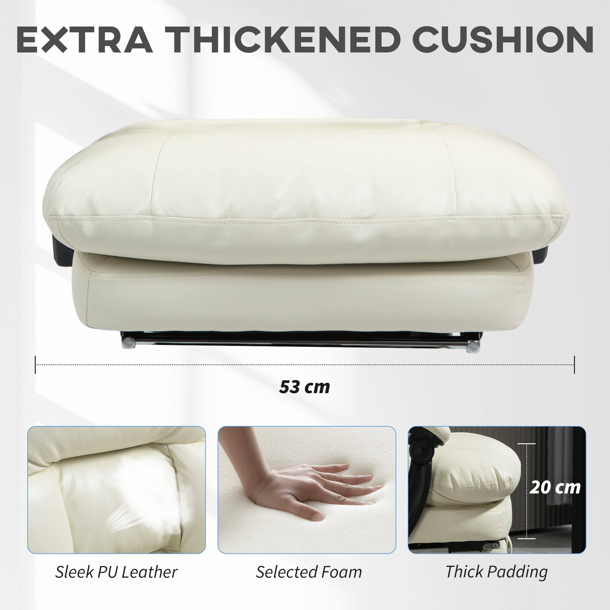 EXTRA THICKENED CUSHION 53 cm 20 cm Sleek PU Leather Selected Foam Thick Padding