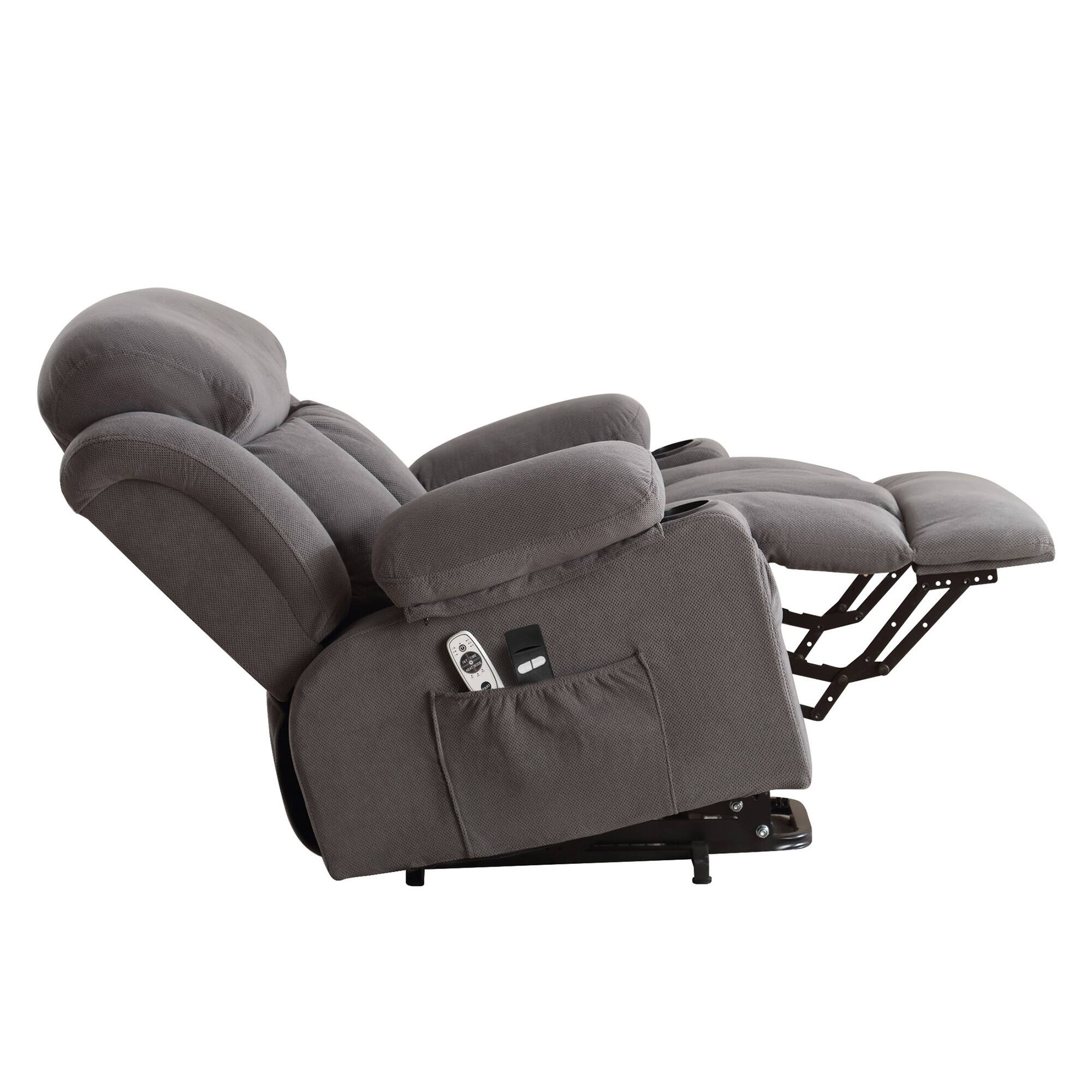Alt View 8. GOODSILO - Power Lift Recliner Chair with Heat & Massage, Electric Fabric Recliner for Elderly with USB Port & Remote - Grey.