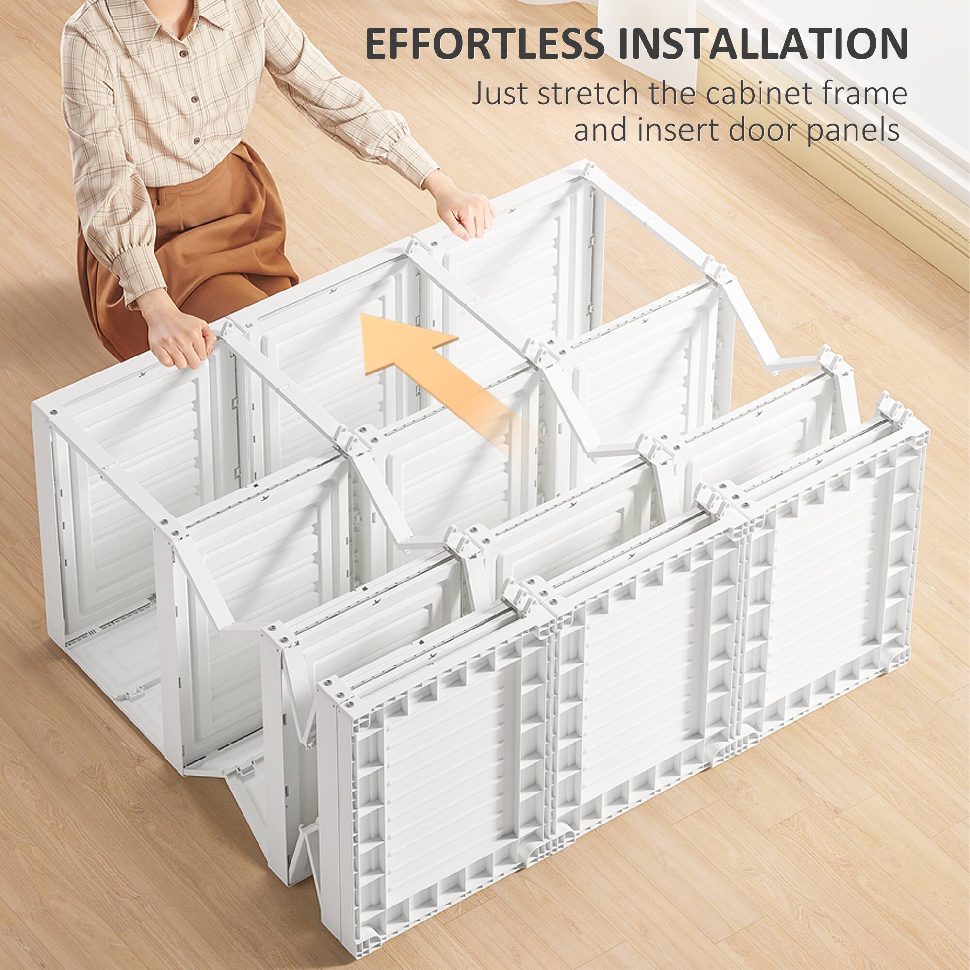 EFFORTLESS INSTALLATION
Just stretch the cabinet frame and insert door panels