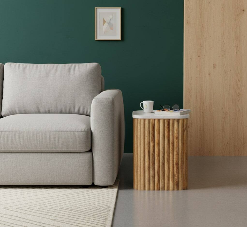 Alt View 6. Artisan Furniture - Artisan Furniture Solid WoodOakish Marble Side Table - Brown.