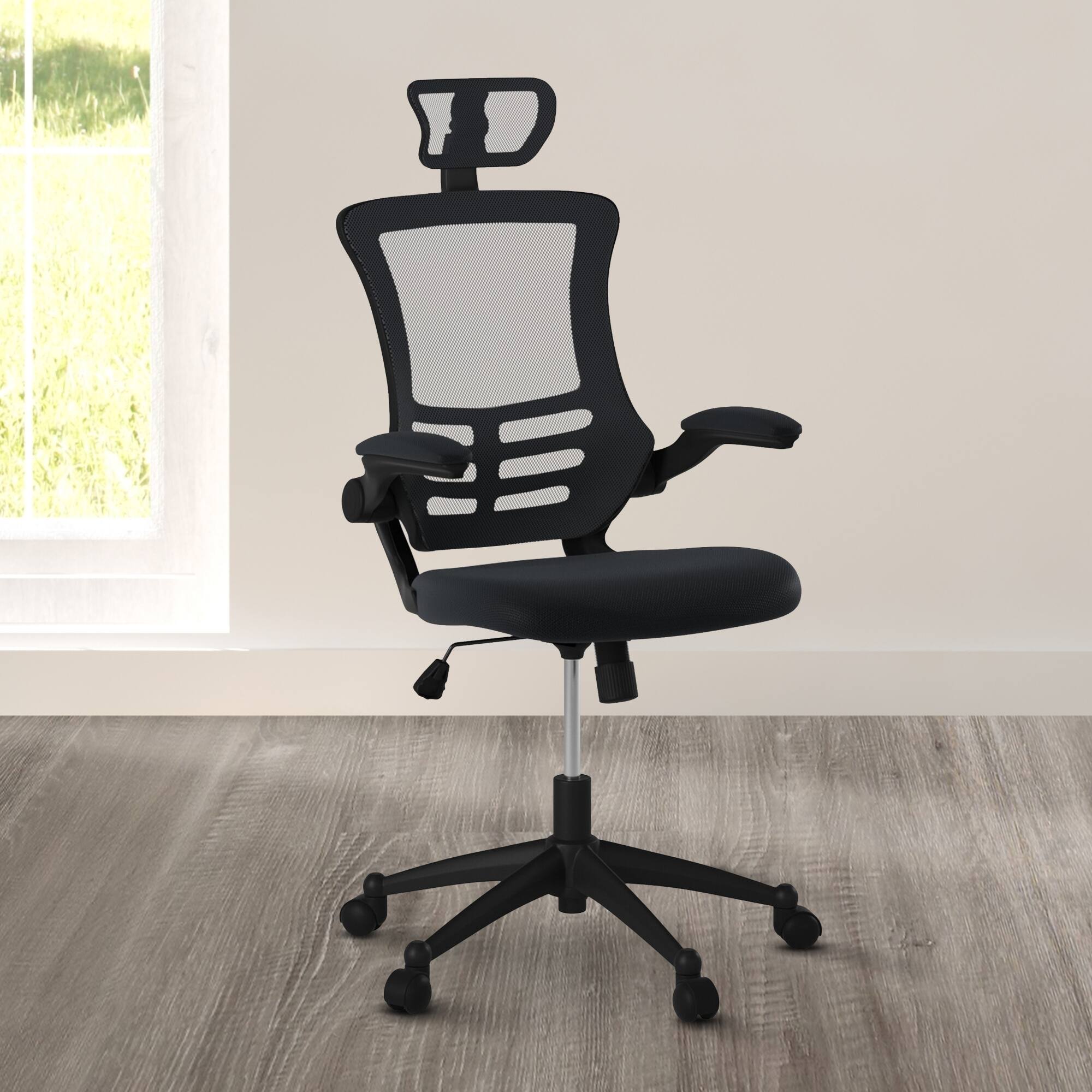 Alt View 4. GOODSILO - Modern High-Back Mesh Executive Office Chair with Adjustable Headrest and Flip-Up Arms - Black.