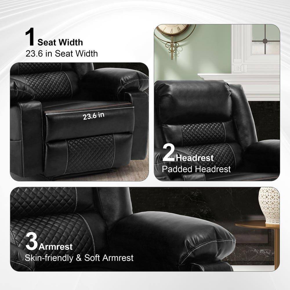 1. Seat Width  
   23.6 in Seat Width

2. Headrest  
   Padded Headrest

3. Armrest  
   Skin-friendly & Soft Armrest
