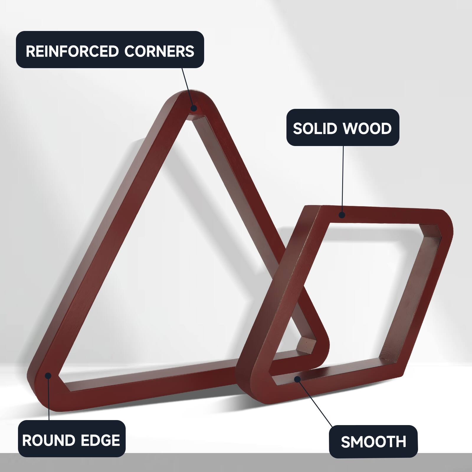 REINFORCED CORNERS, SOLID WOOD, ROUND EDGE, SMOOTH