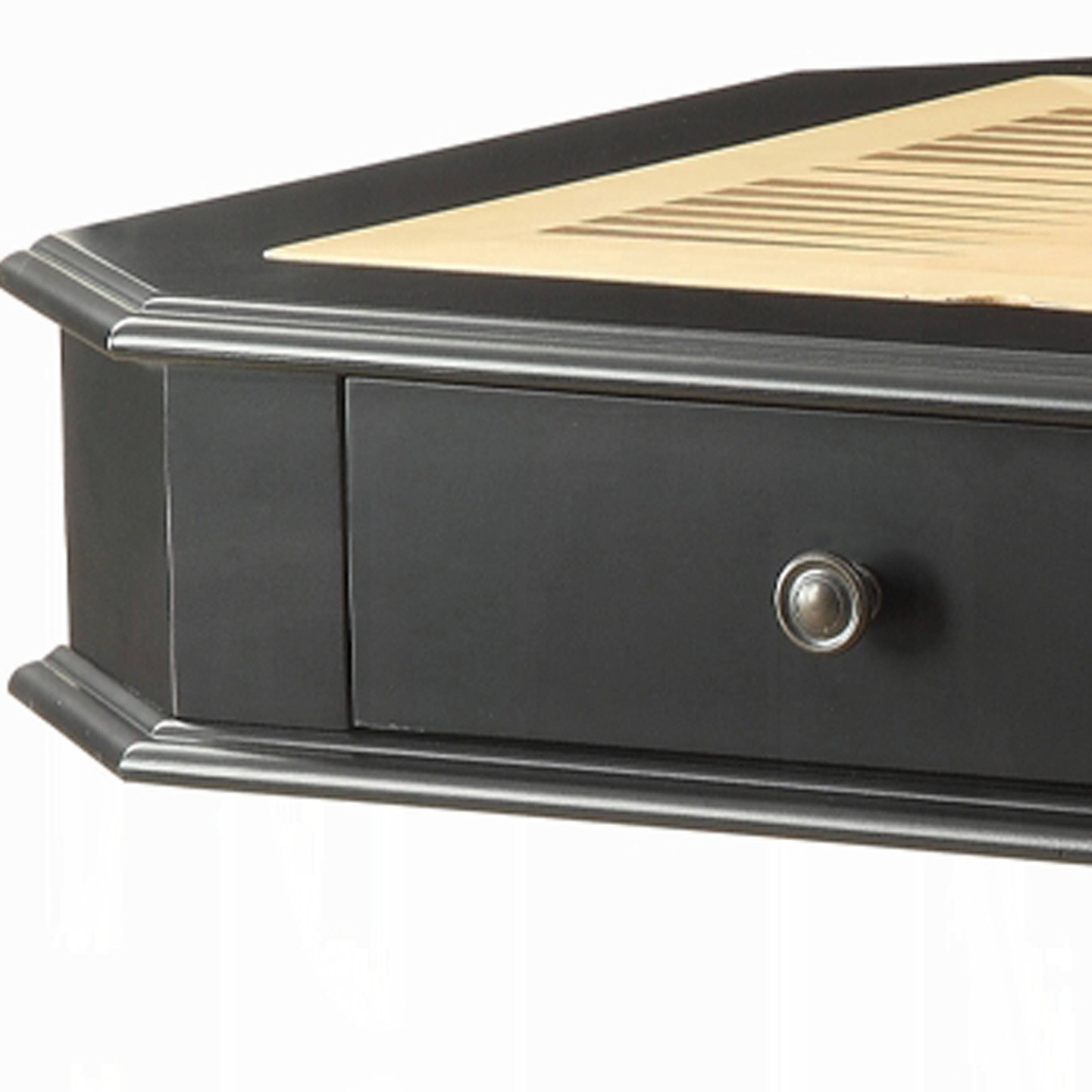 Alt View 3. Manhattan Lane - Boen Game Table for Backgammon, Piece Drawer, 28 Inch Top, Black Turned Base - Black, Brown.