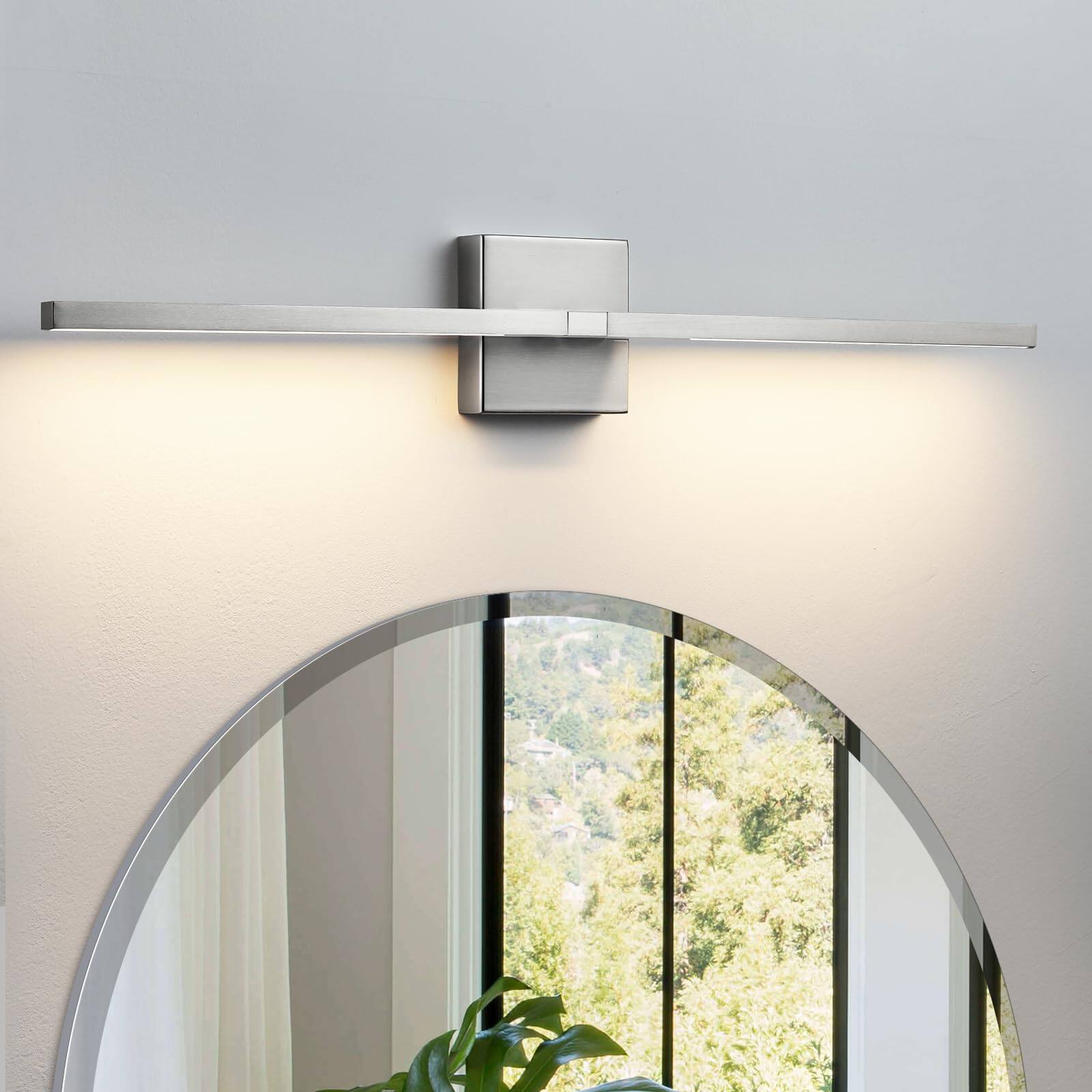 Alt View 6. PO3TICJUNKI3 - Bathroom Vanity Light Fixtures nch Dimmable Brushed Nickel Lights Over Mirror w Led Bar k Modern Wall Sco - Black 39INCH.