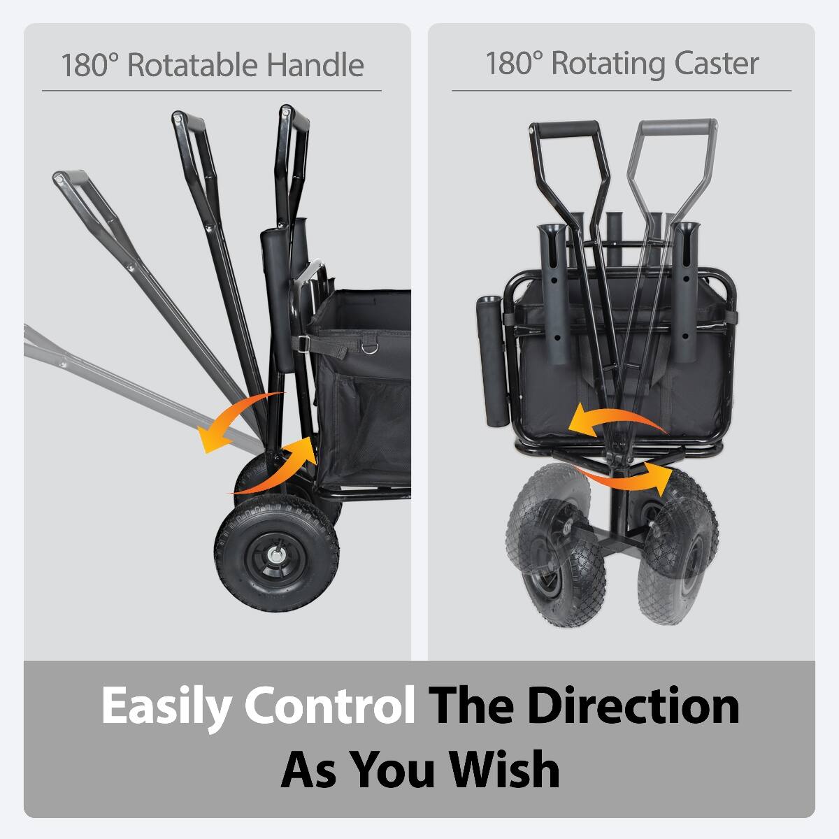 180° Rotatable Handle  
180° Rotating Caster  
Easily Control The Direction As You Wish