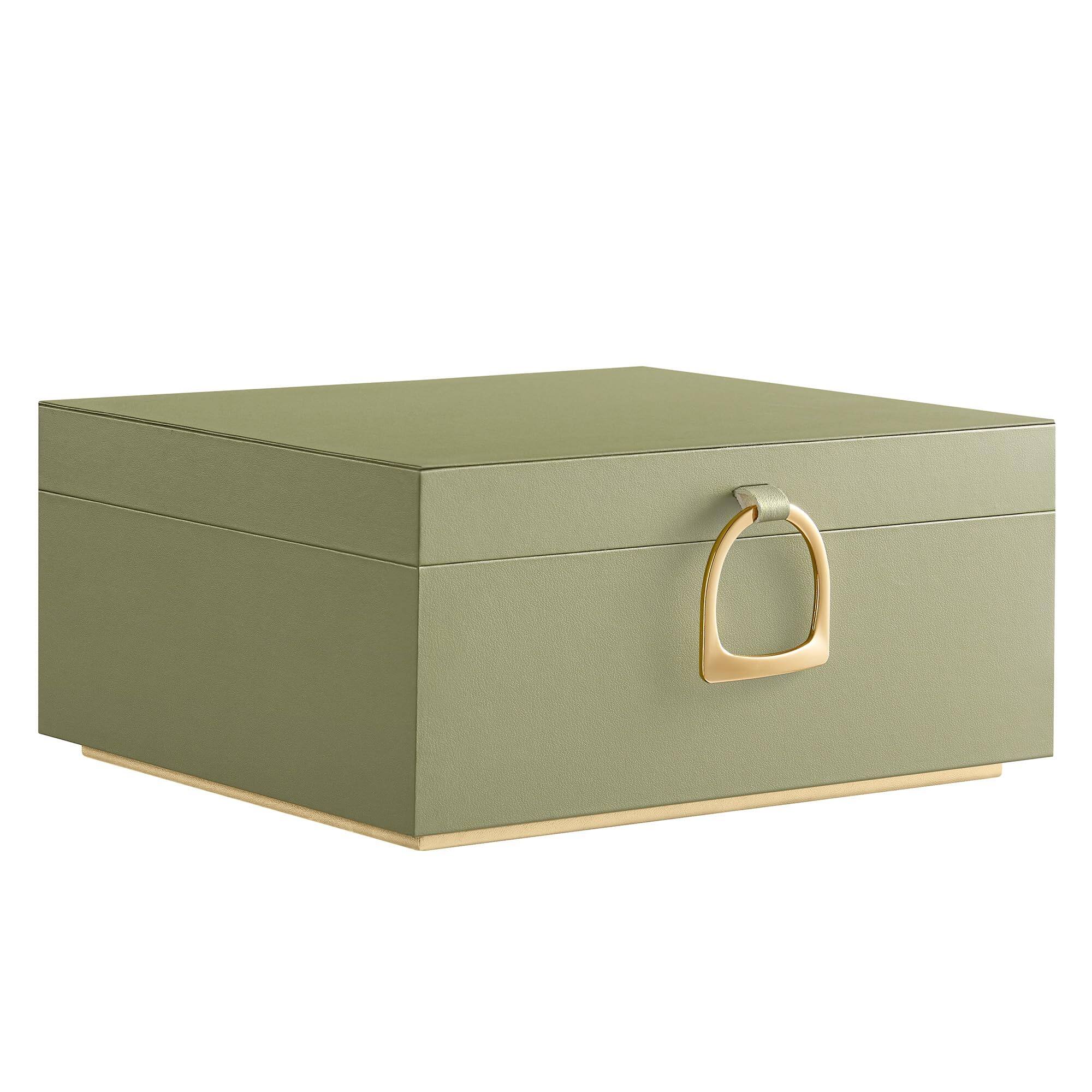 Front. Songmics Home - 2-Layer Jewelry Box with Handle –  Sage Green - Green.