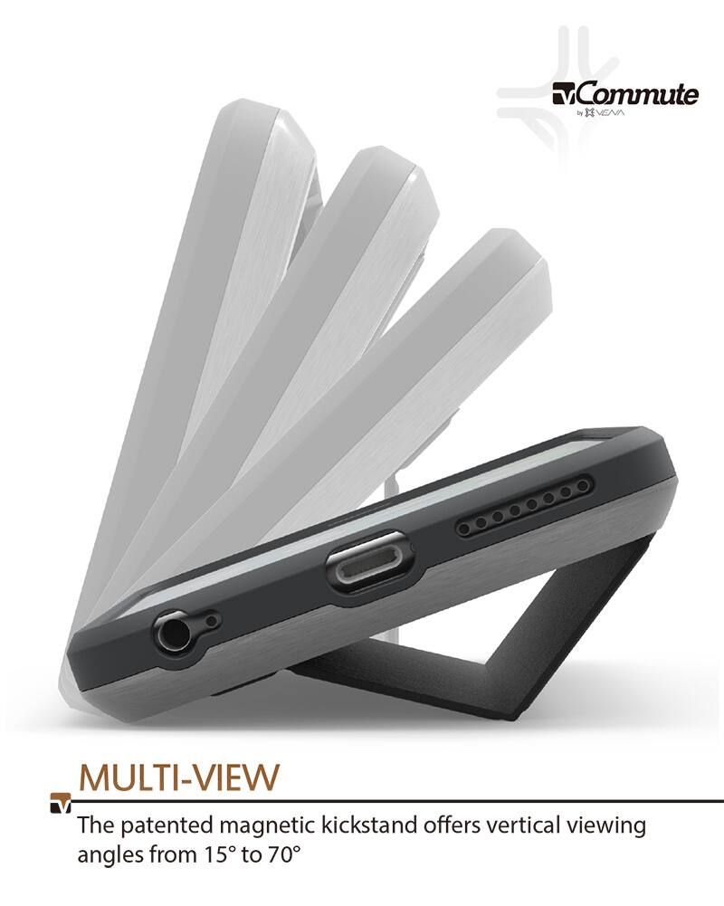 v Commute by VENA MULTI-VIEW V The patented magnetic kickstand offers vertical viewing angles from 15 to 70