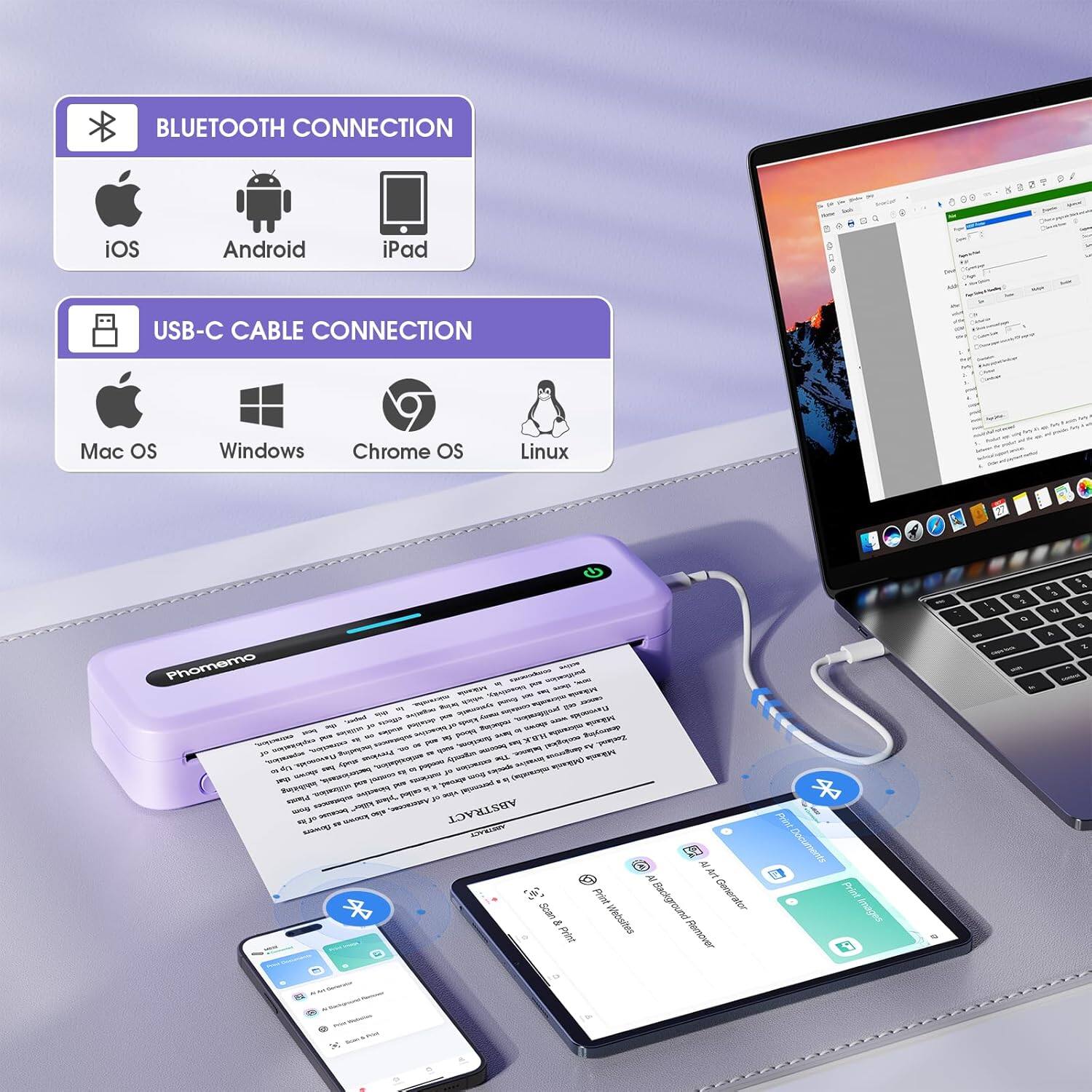 **BLUETOOTH CONNECTION**  
- iOS  
- Android  
- iPad  

**USB-C CABLE CONNECTION**  
- Mac OS  
- Windows  
- Chrome OS  
- Linux  

**PHOTEMO**  

**ABSTRACT**  
- Background Generator  
- & Rient Remover  
- Pristelinir & A  

**Addias L**  
- Sackground Generator  
- & Rient Remover  
- Pristelinir & A  

**AwIto S**  
- T  
- S  
- nto N  
- i  
- m  
- Ako  
- WRO  
- a  
- E  
- VAN  
- T  
- nooAn  
- ma  
- B  
- AN  
- V  
- tiorae  
- FA  
- w  
- an  
- ABSTRACT  
- T  
- i  
- addias L  
- Sackground Generator  
- & Rient Remover  
- Pristelinir & A  

**nothing_to_tscie**  
- AwIto S  
- T  
- S  
- nto N  
- i  
- m  
- Ako  
- WRO  
- a  
- E  
- VAN  
- T