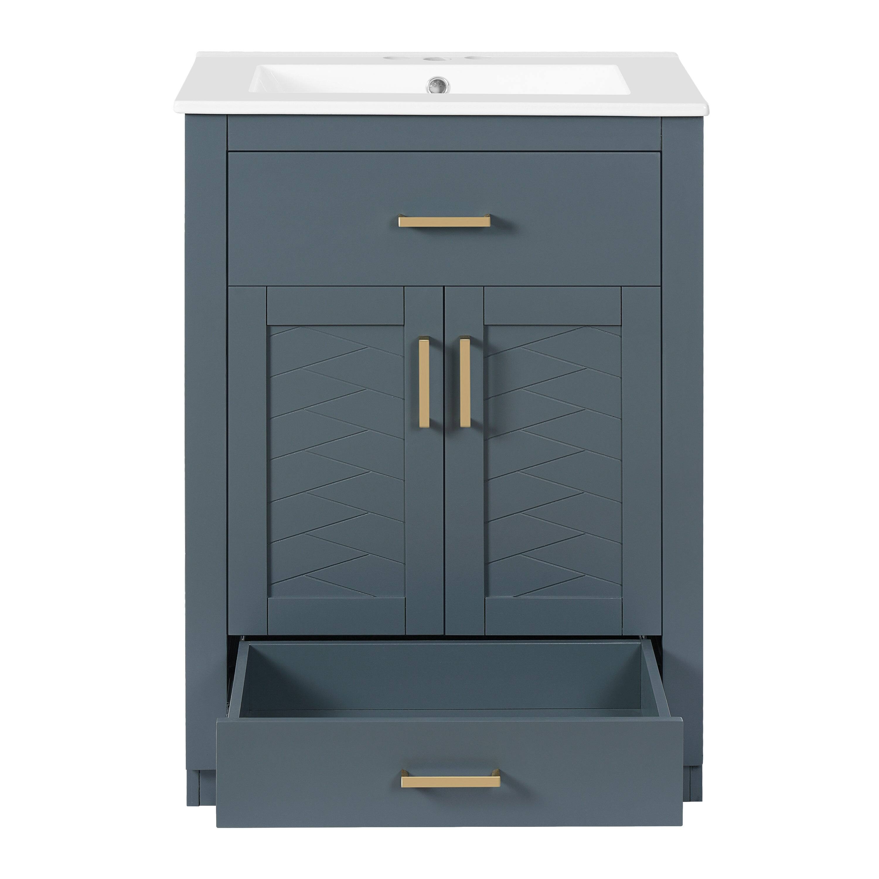 Alt View 10. Boyel Living - 24 Inch Bathroom Vanity with Integrated Ceramic Sink and Storage Blue - Blue.