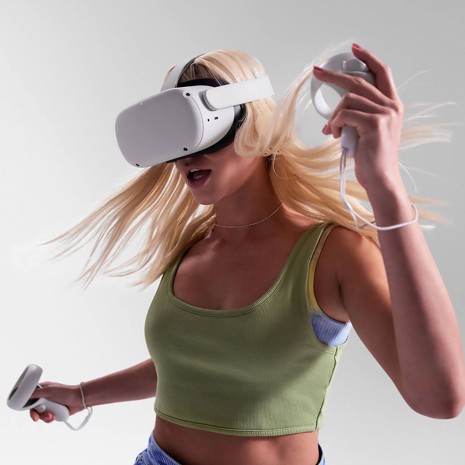 Alt View 7. Meta - Meta - Quest 2 256GB - Advanced All-In-One Virtual Reality Headset - White - White.