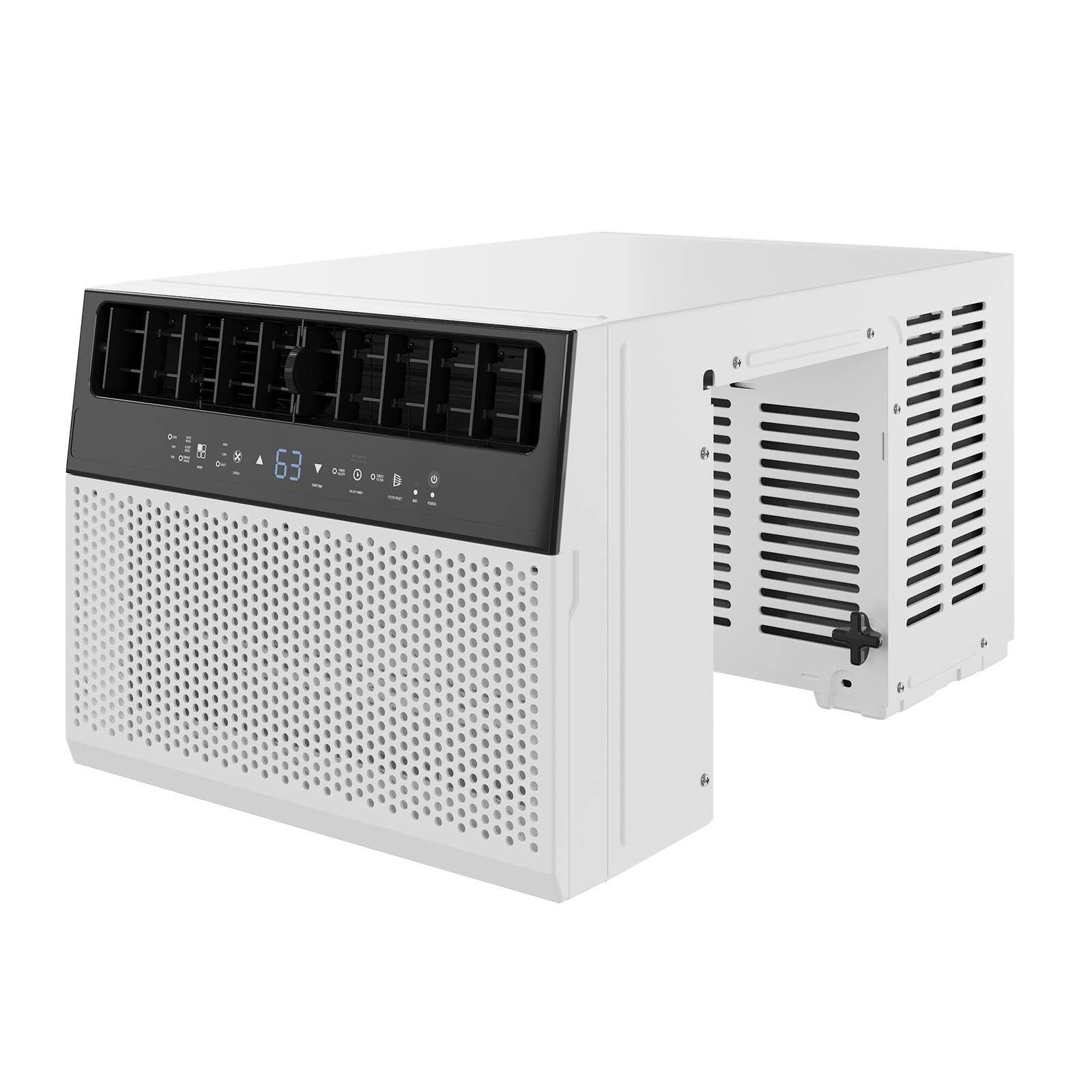 Left. TROPOW - 6000 BTU,115V Window Air Conditioner,with Cool and Fan Functions,Quiet Operation with wifi and Remote Control - black.