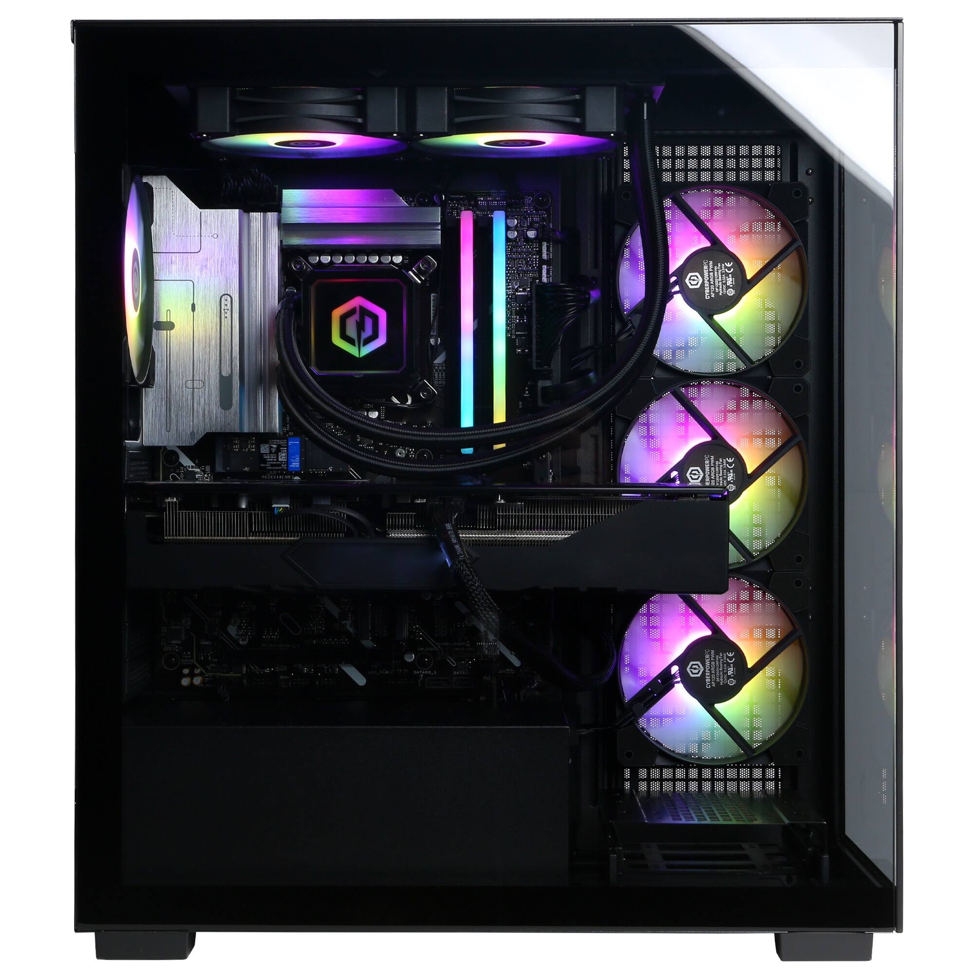 Alt View 5. CyberPowerPC - Gaming Desktop - Intel Core Ultra 7 265KF 2024 - NVIDIA GeForce RTX 5080 16GB - 32GB DDR5 Memory - 2TB SSD Storage - Black.