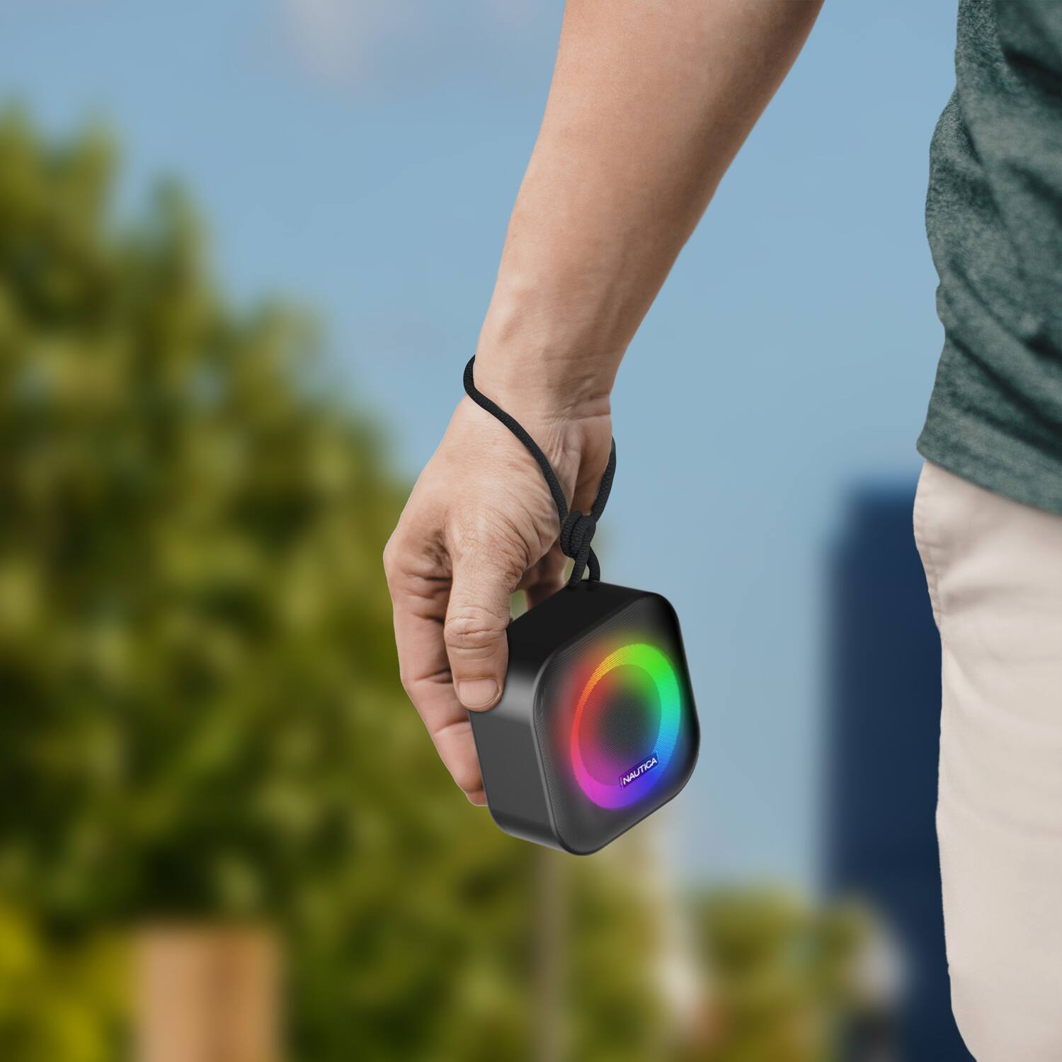 Angle. Nautica - Nautica SP400 True Wireless Outdoor Speaker, IPX5 Waterproof Bluetooth Speaker with 2-Hour Quick Charge & 45-Day Standby - Black.