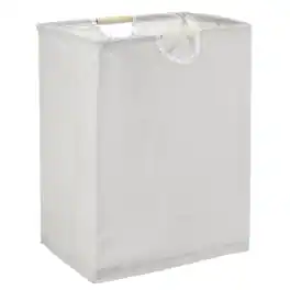 Unique Bargains - Large Laundry Basket, Foldable Hamper with Wooden Handles, Tall Storage for Comforter, Clothing, Blanket, Pillows - White