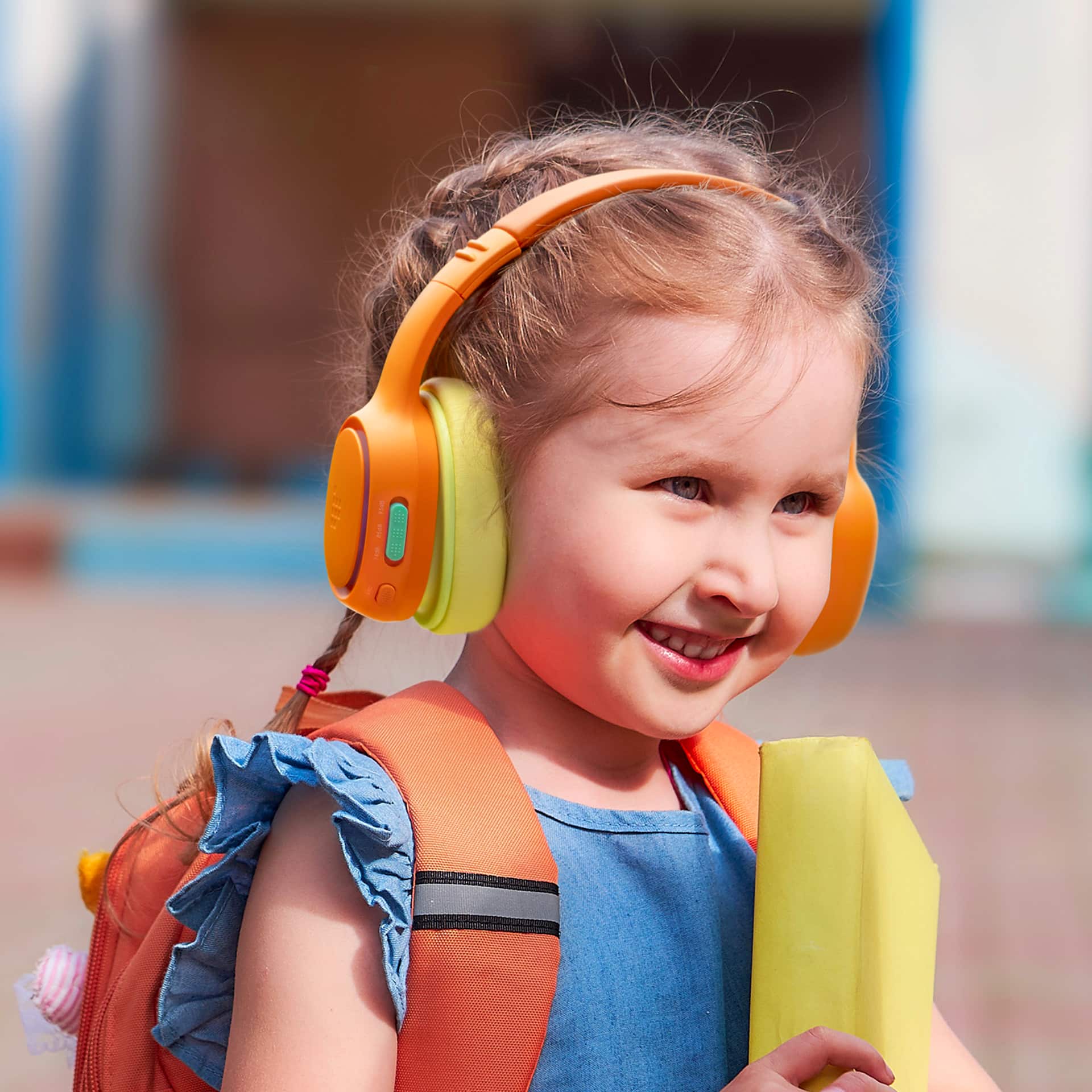 Alt View 19. Tronsmart - KH03 Active Noise Cancelling Wireless Headphones w/ 74/85/93dB Safe Volume, LED Lights, 70H Playtime for School Travel - Orange.