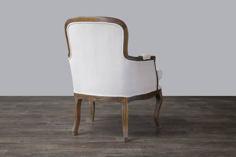 Back. Baxton Studio - Napoleon Traditional French Accent Chair-Ash - White.