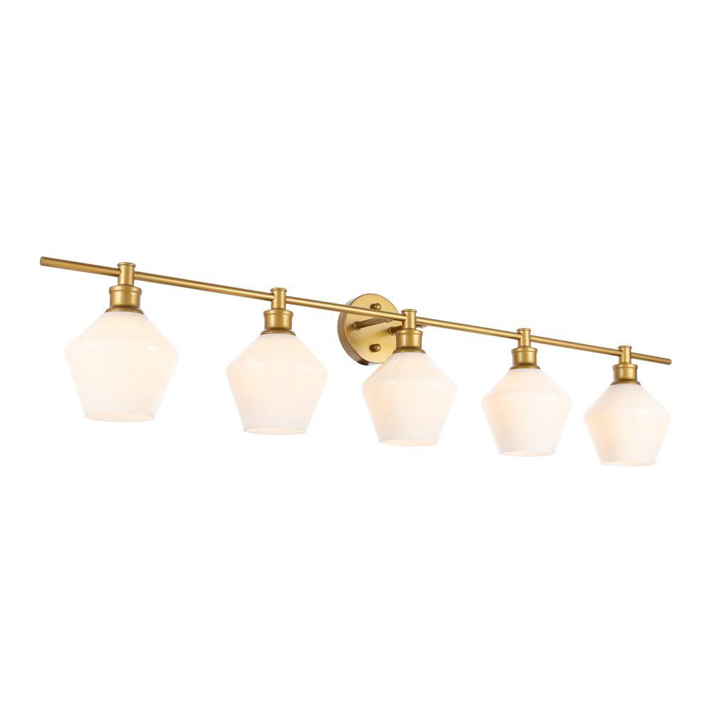 Angle. Living District - Gene 5 light Brass and Frosted white glass Wall sconce - Brass And Frosted White Glass.