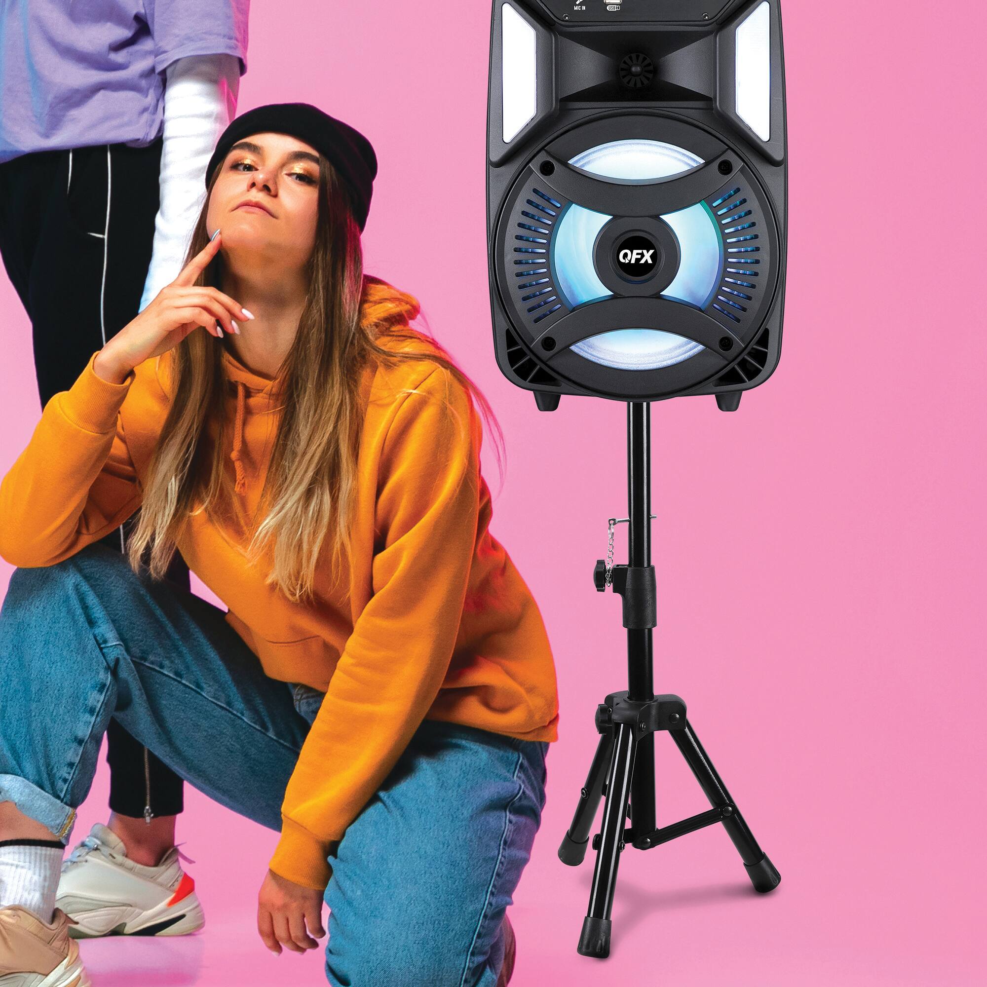 Alt View 2. QFX - Speaker Stand - Black.