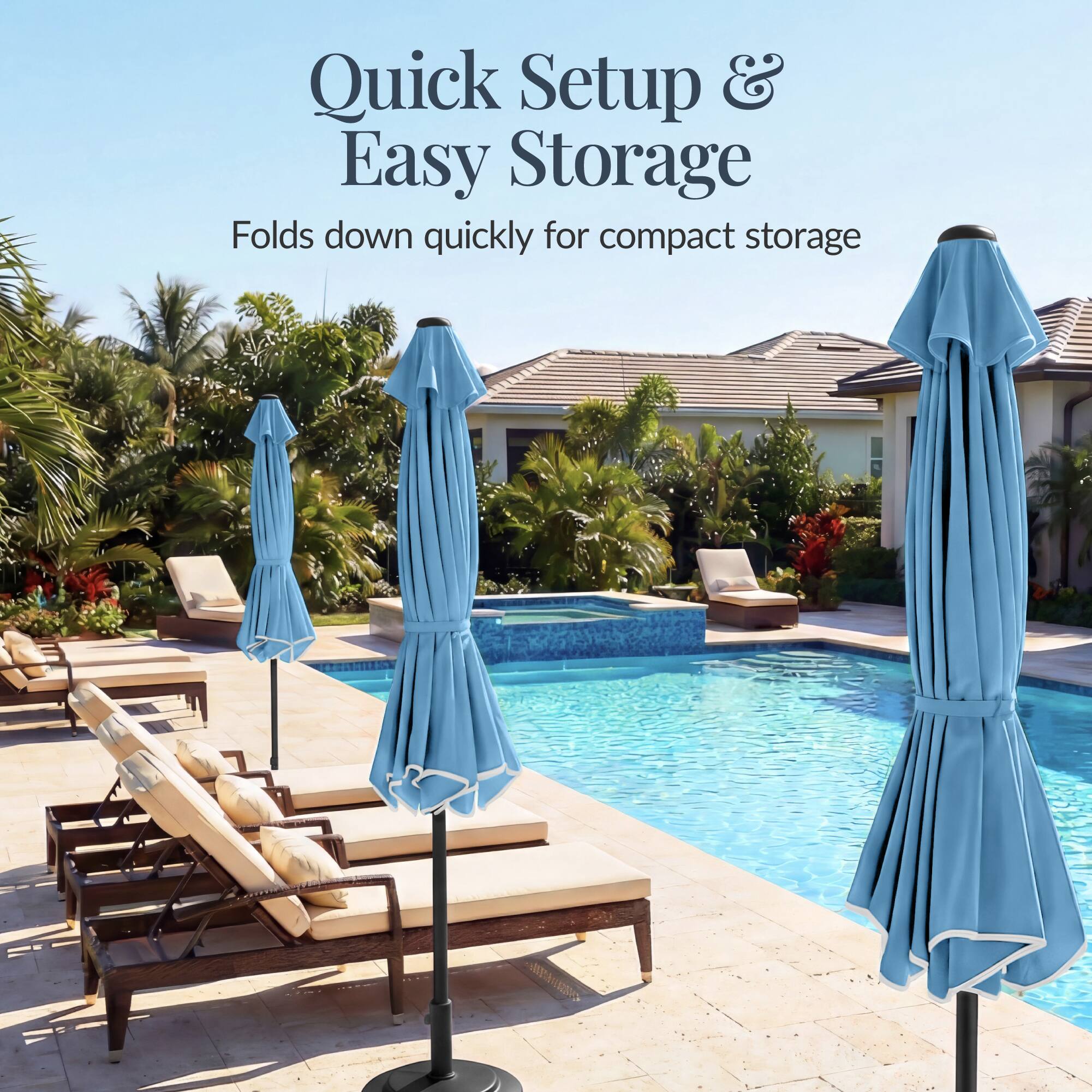 Quick Setup & Easy Storage  
Folds down quickly for compact storage