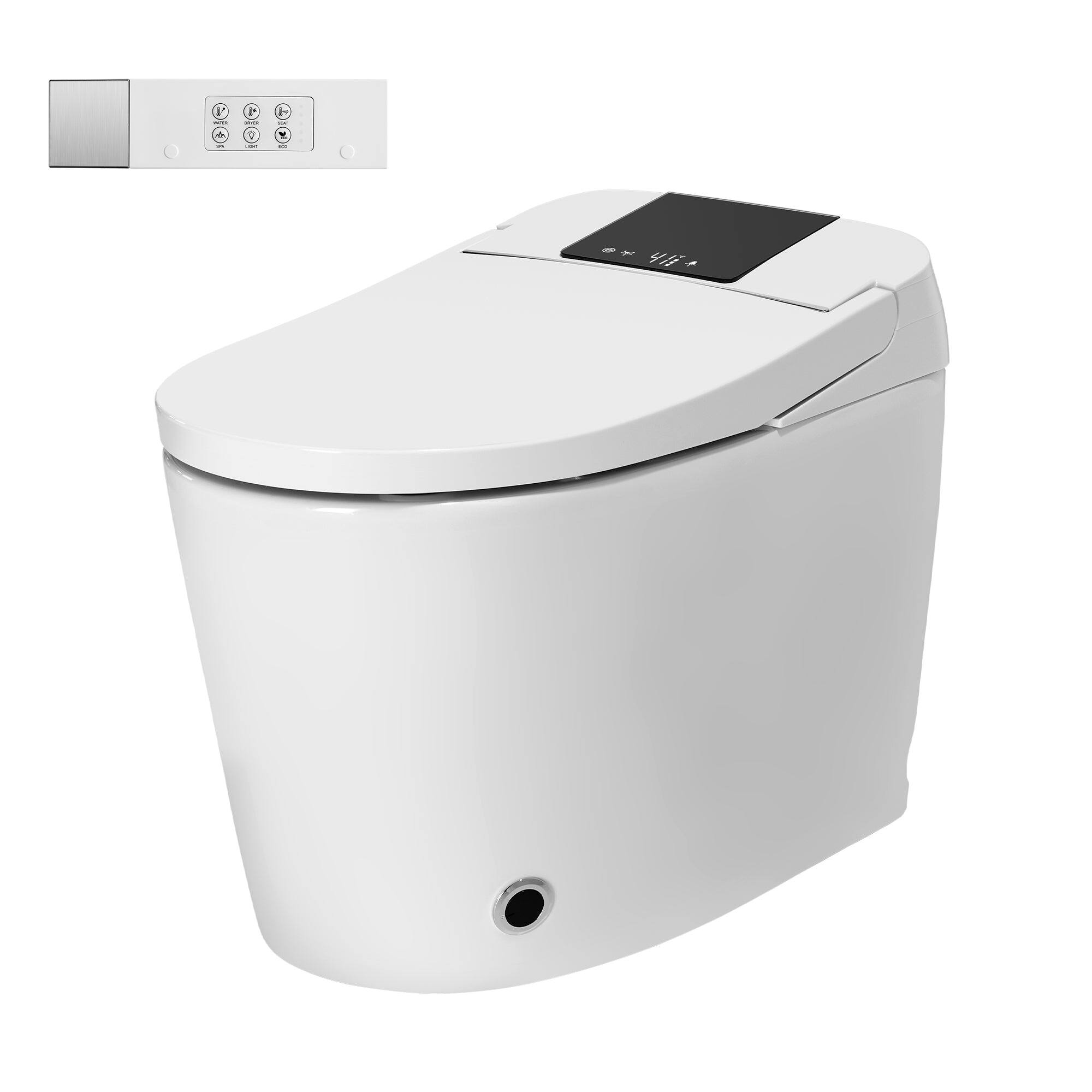 Front. Boyel Living - Smart Toilet Ceramic Body UV Sterilization Heated Seat Multi Wash Auto Flush with Remote - White.