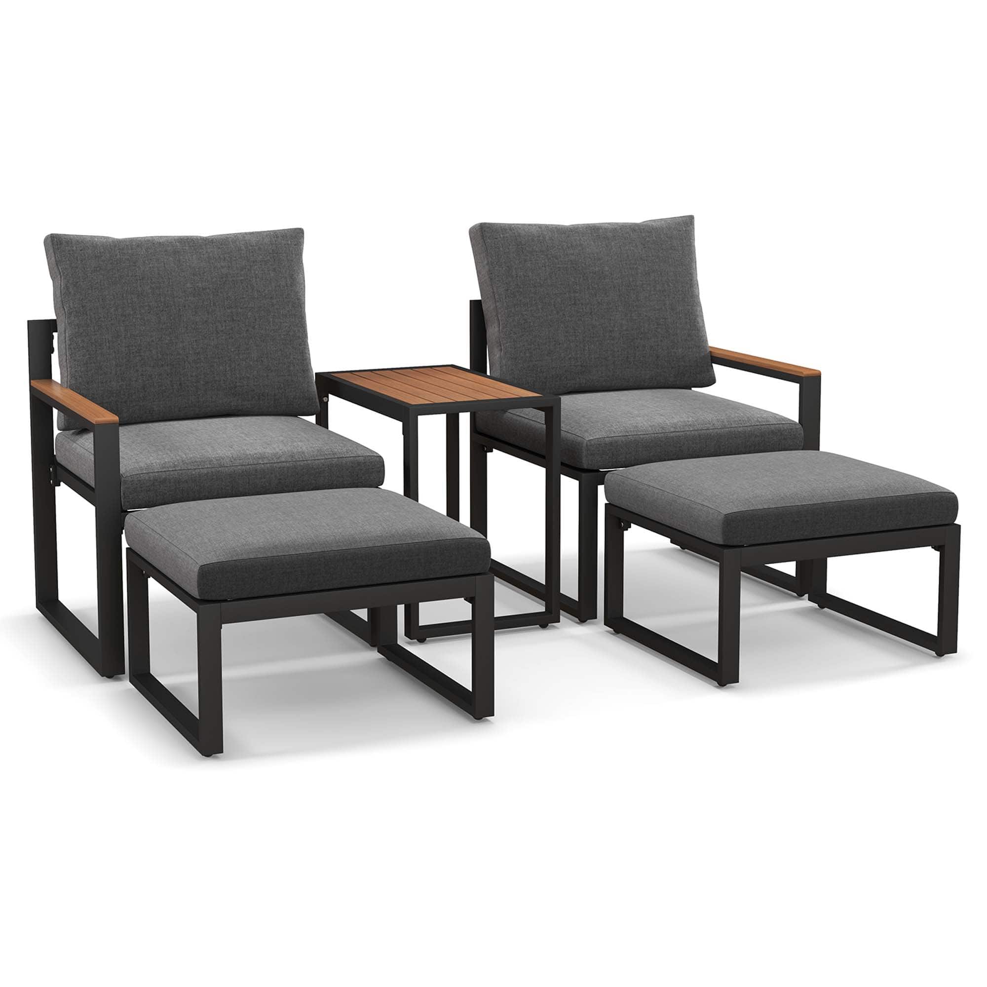 Gymax - Set of 5 Furniture Set w/ Soft Cushions Space Saving Design Aluminum Frame - Gray price history on PriceWatchPro