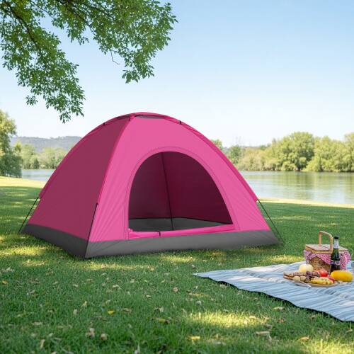 Alt View 5. Winado - Camping Tent, Portable Dome Tent 78*53in for 3-4 Person Waterproof Tent for Outdoor Hiking Climbing Camping Backpacking - Pink.