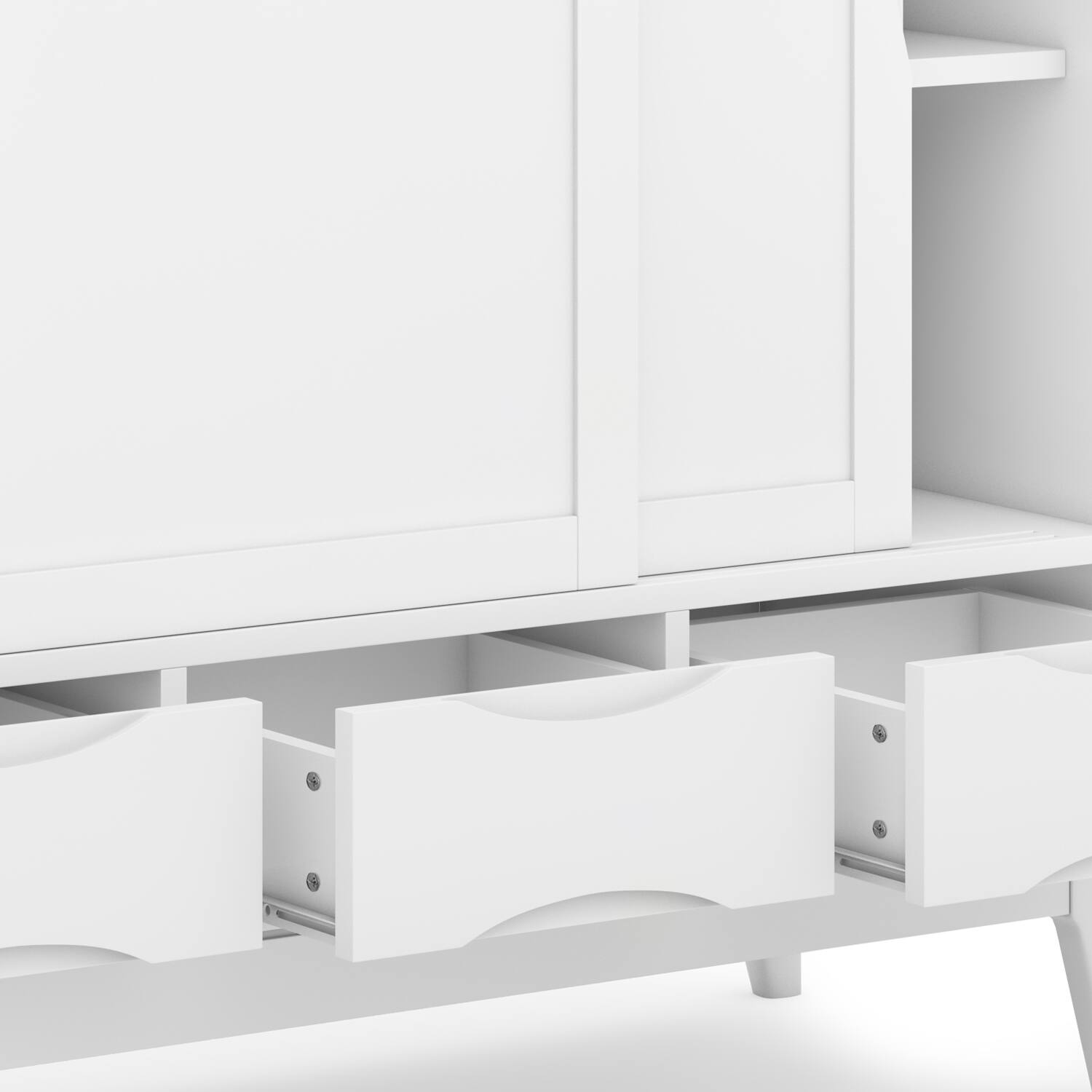Alt View 5. Simpli Home - Harper Solid Wood 48 inch Storage Cabinet in Teak Brown (Set of 2) - White.