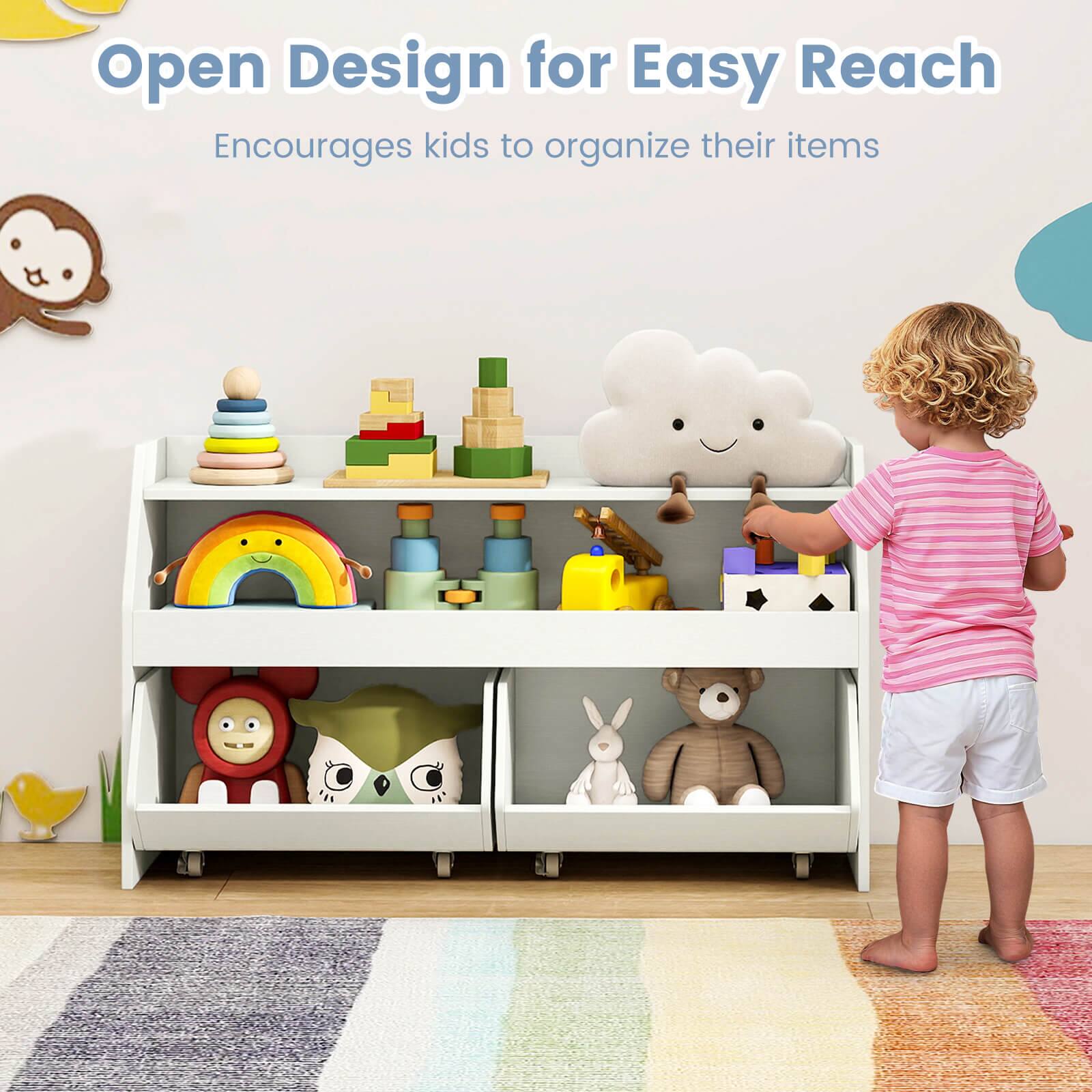 Open Design for Easy Reach  
Encourages kids to organize their items