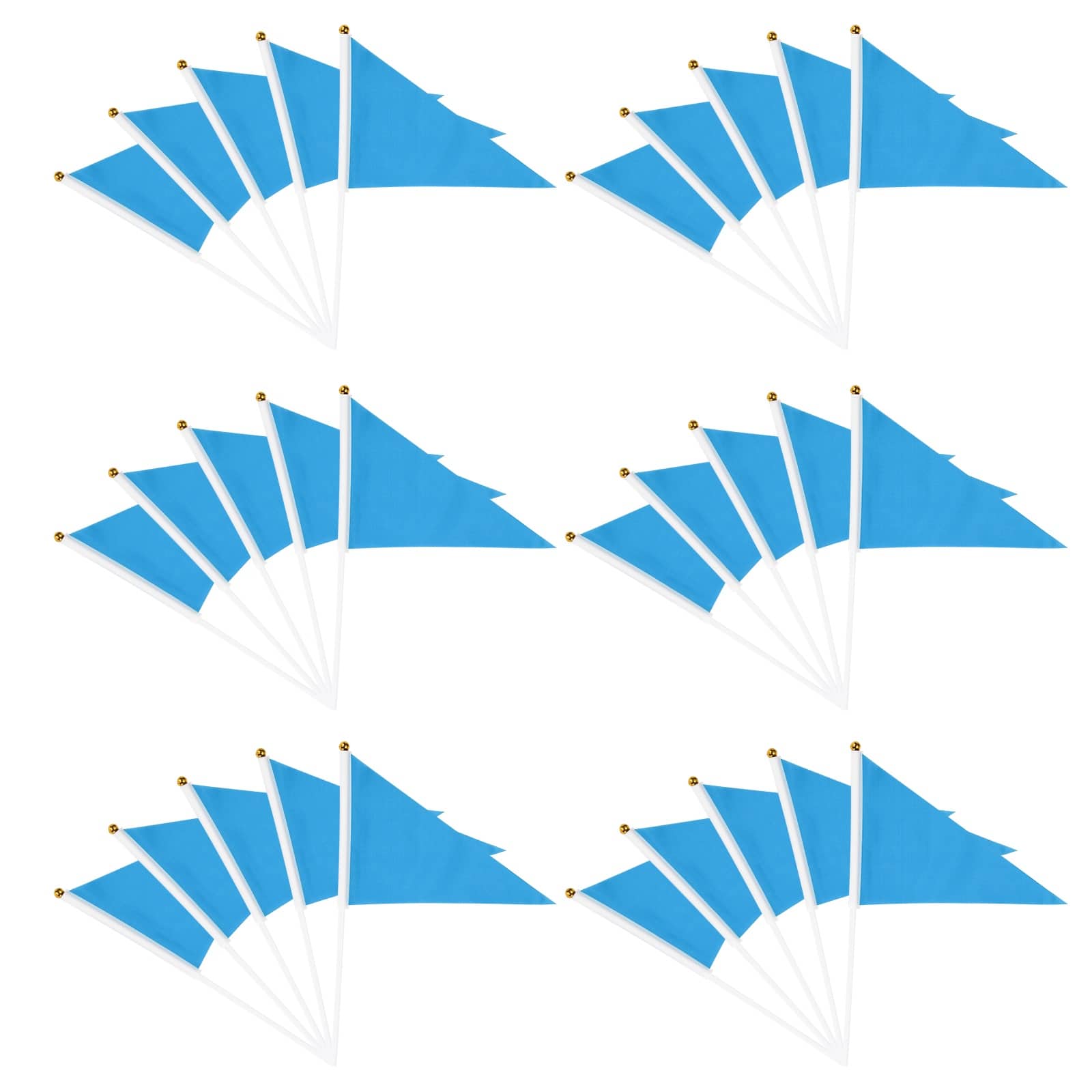 Unique Bargains - Handheld Triangle Flag, 30pcs Blank Small Pennant Flags on Sticks for DIY/Cheer/Party Events - Blue
