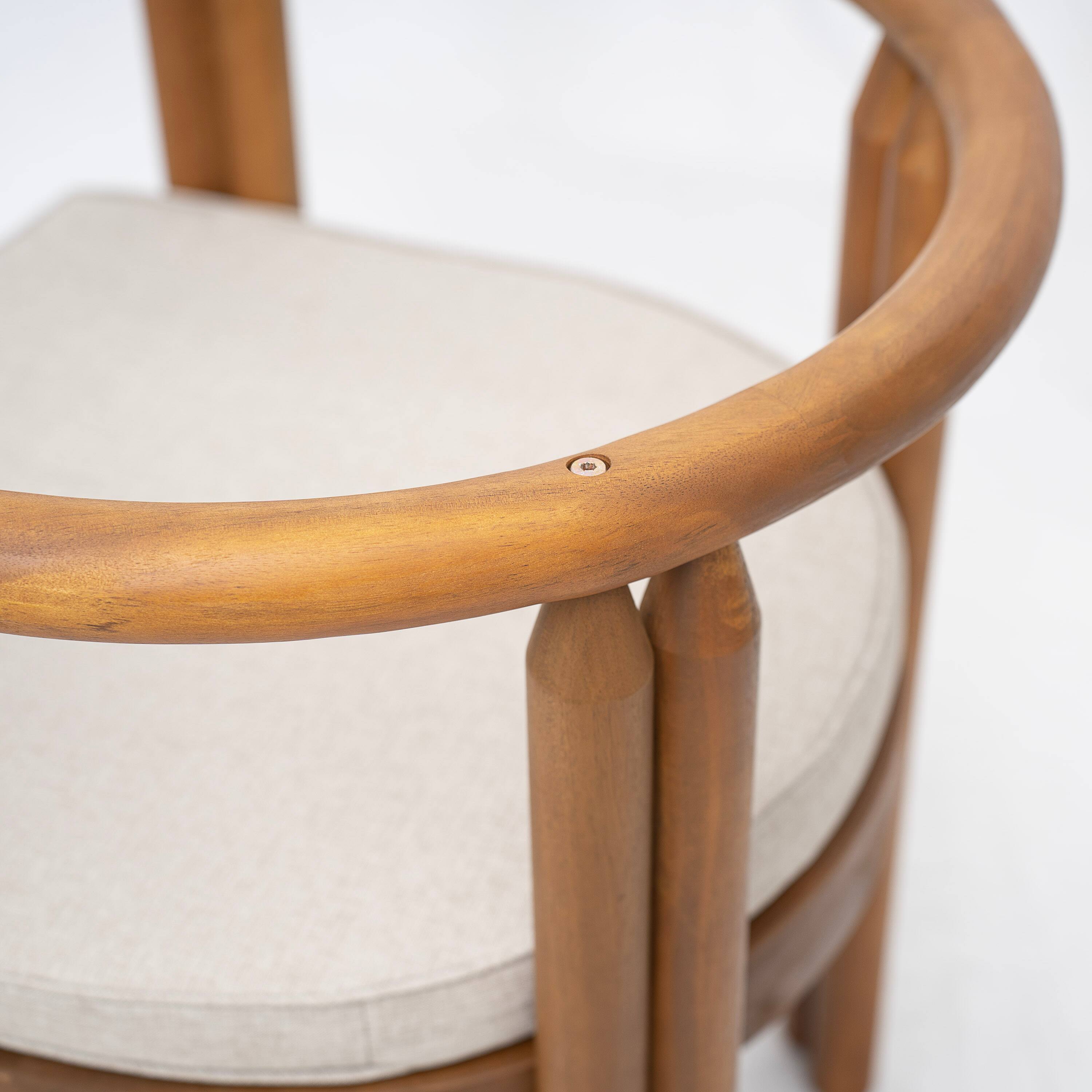 Alt View 7. Mondawe - Set of 2 Acacia Wood Armrest Dining Chair with Cushion - Teak+ Beige.