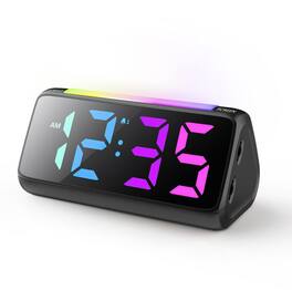 Dazzed Corner - Super Loud Alarm Clock with RGB Night Light, Dual Alarm - Black