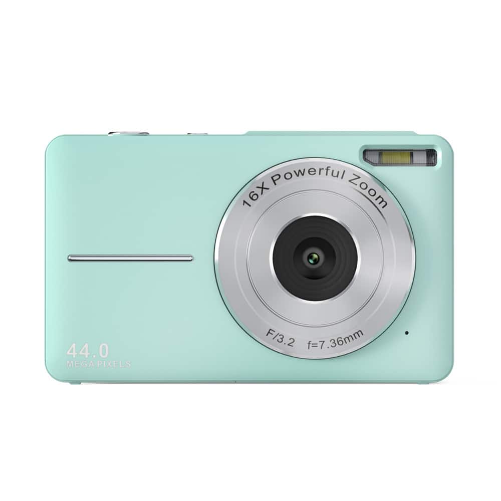 Cluzine - Digital Camera, 44MP, 1080P Video, 16X Zoom, Mint Green Compact Camera